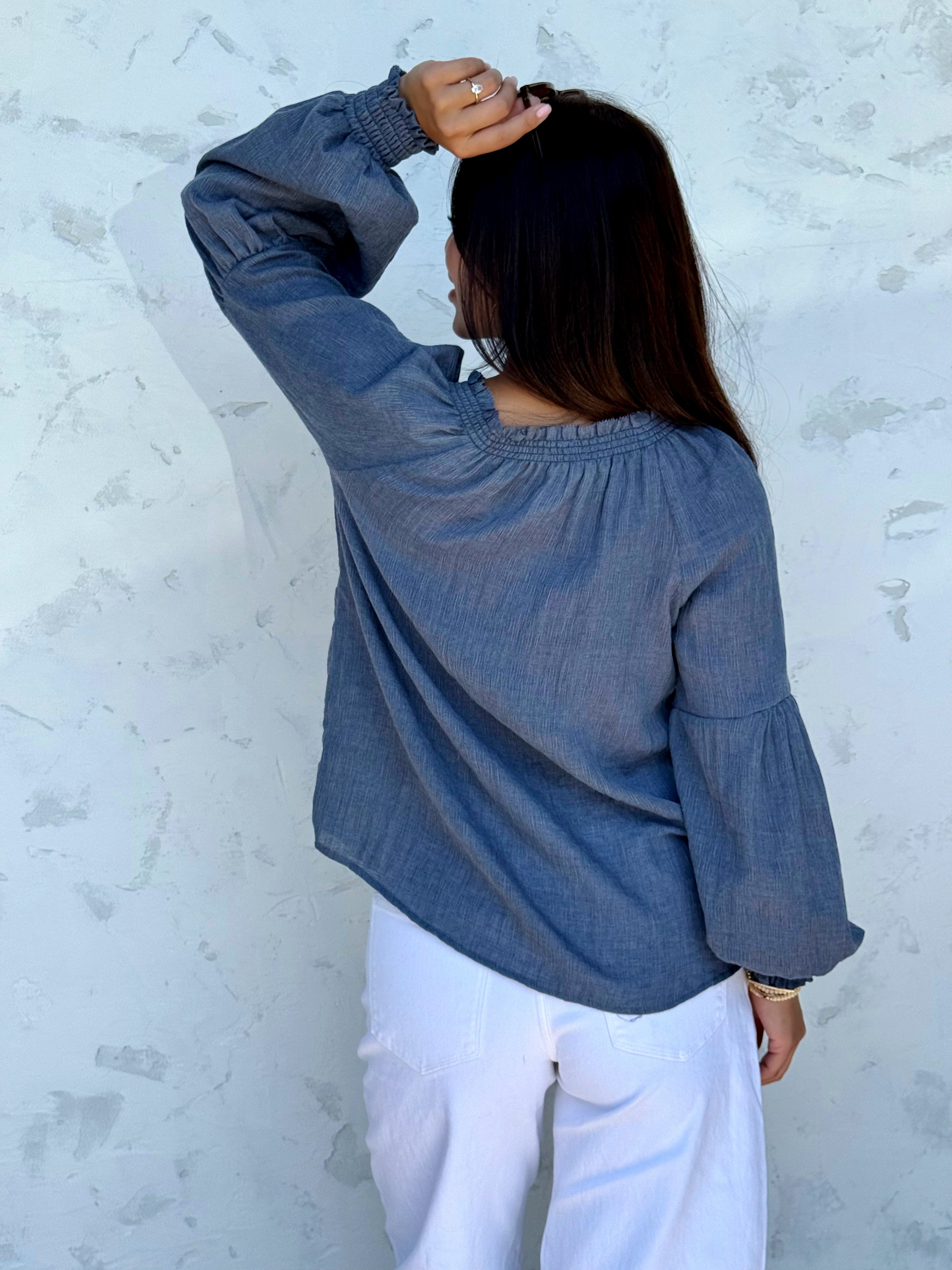 Estella Blouse - NAVY - willows clothing BLOUSE