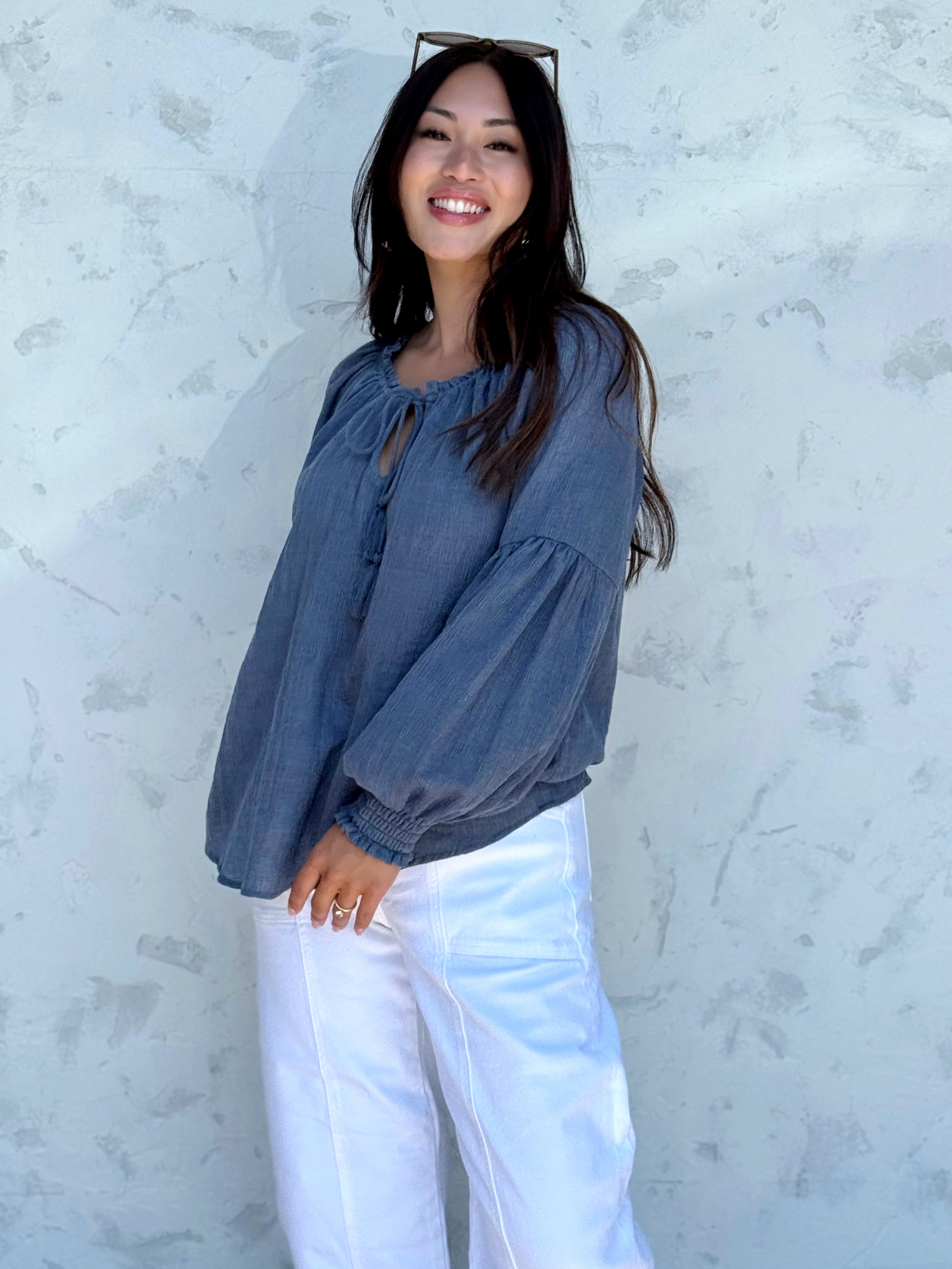 Estella Blouse - NAVY - willows clothing BLOUSE