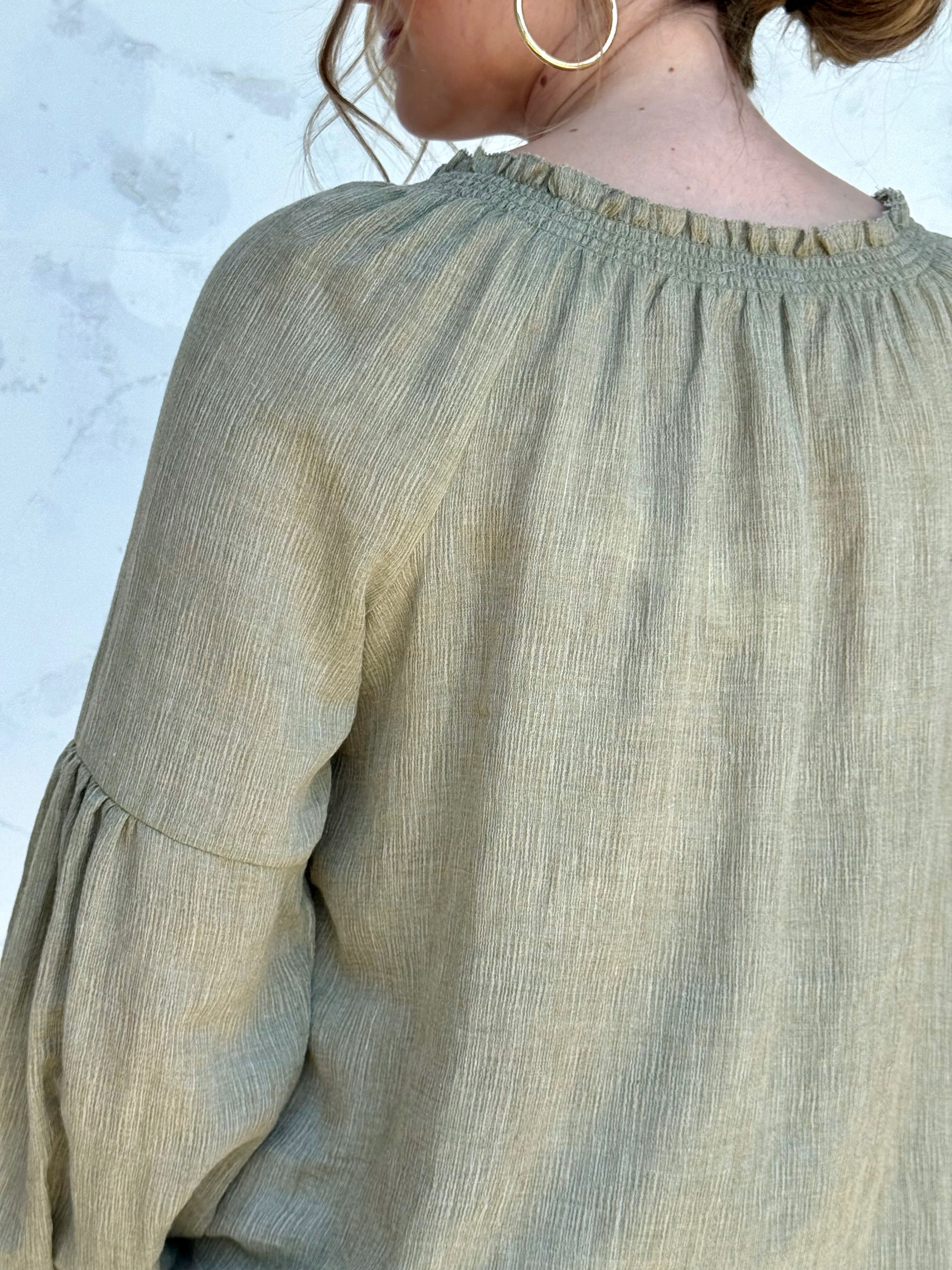 Estella Blouse - OLIVE - willows clothing BLOUSE
