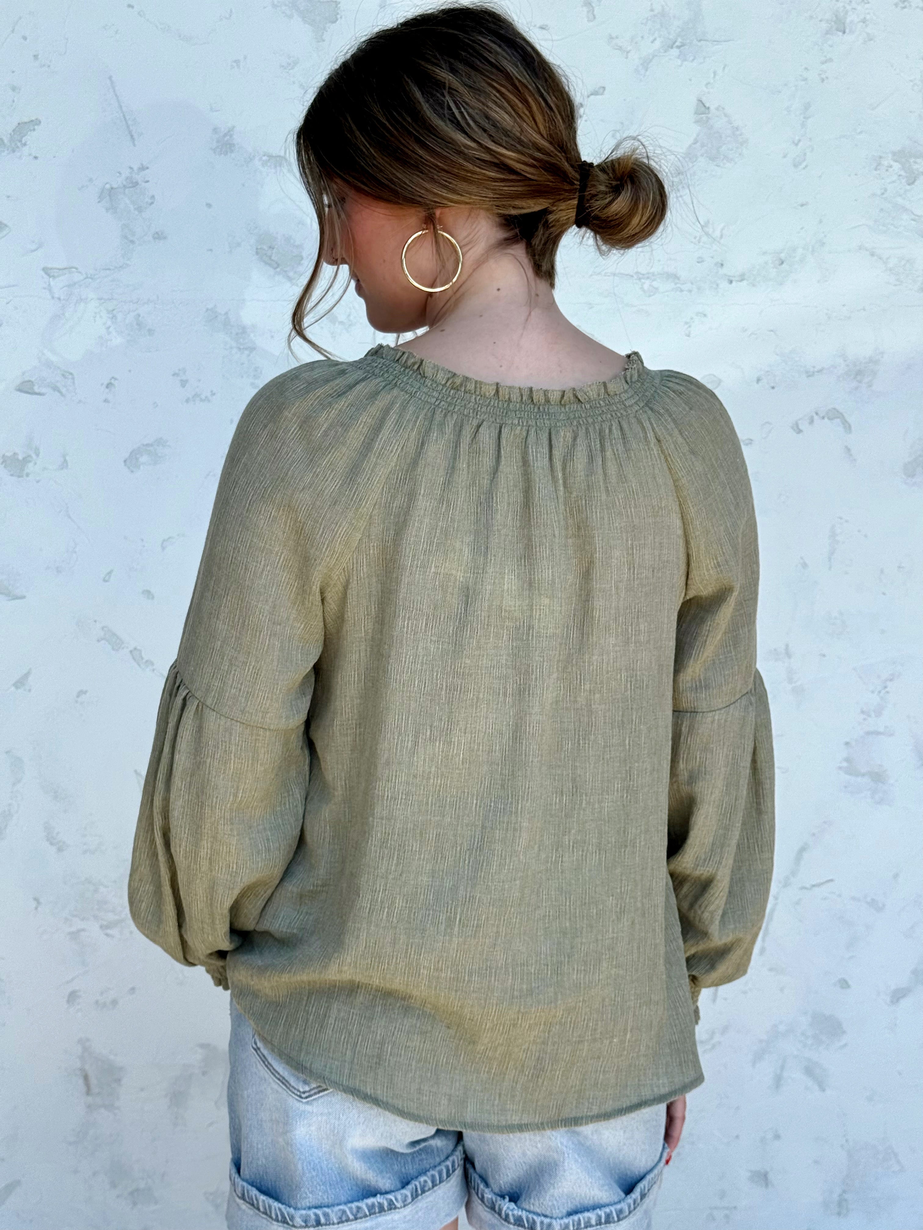 Estella Blouse - OLIVE - willows clothing BLOUSE