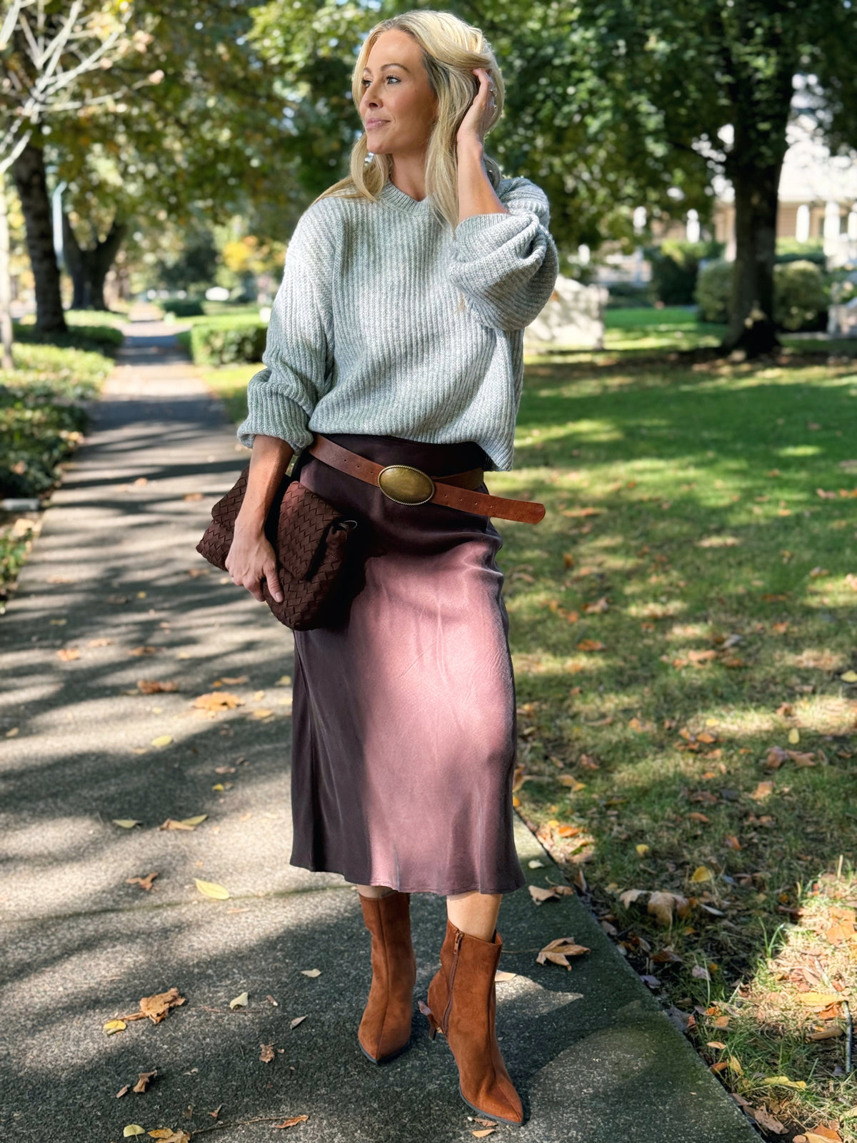 Etta Skirt - DARK CHOCO - willows clothing MIDI SKIRT