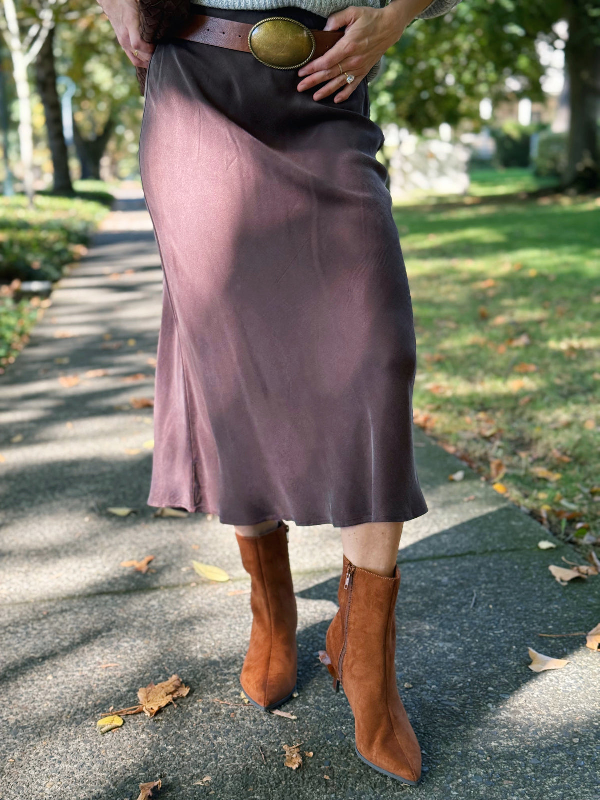Etta Skirt - DARK CHOCO - willows clothing MIDI SKIRT