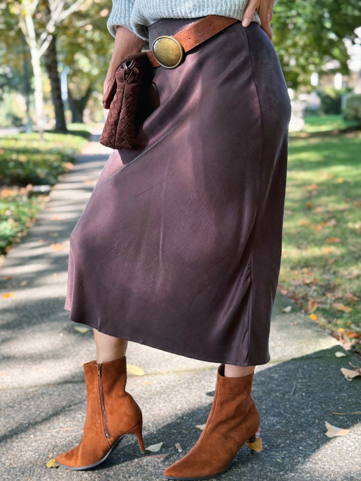 Etta Skirt - DARK CHOCO - willows clothing MIDI SKIRT