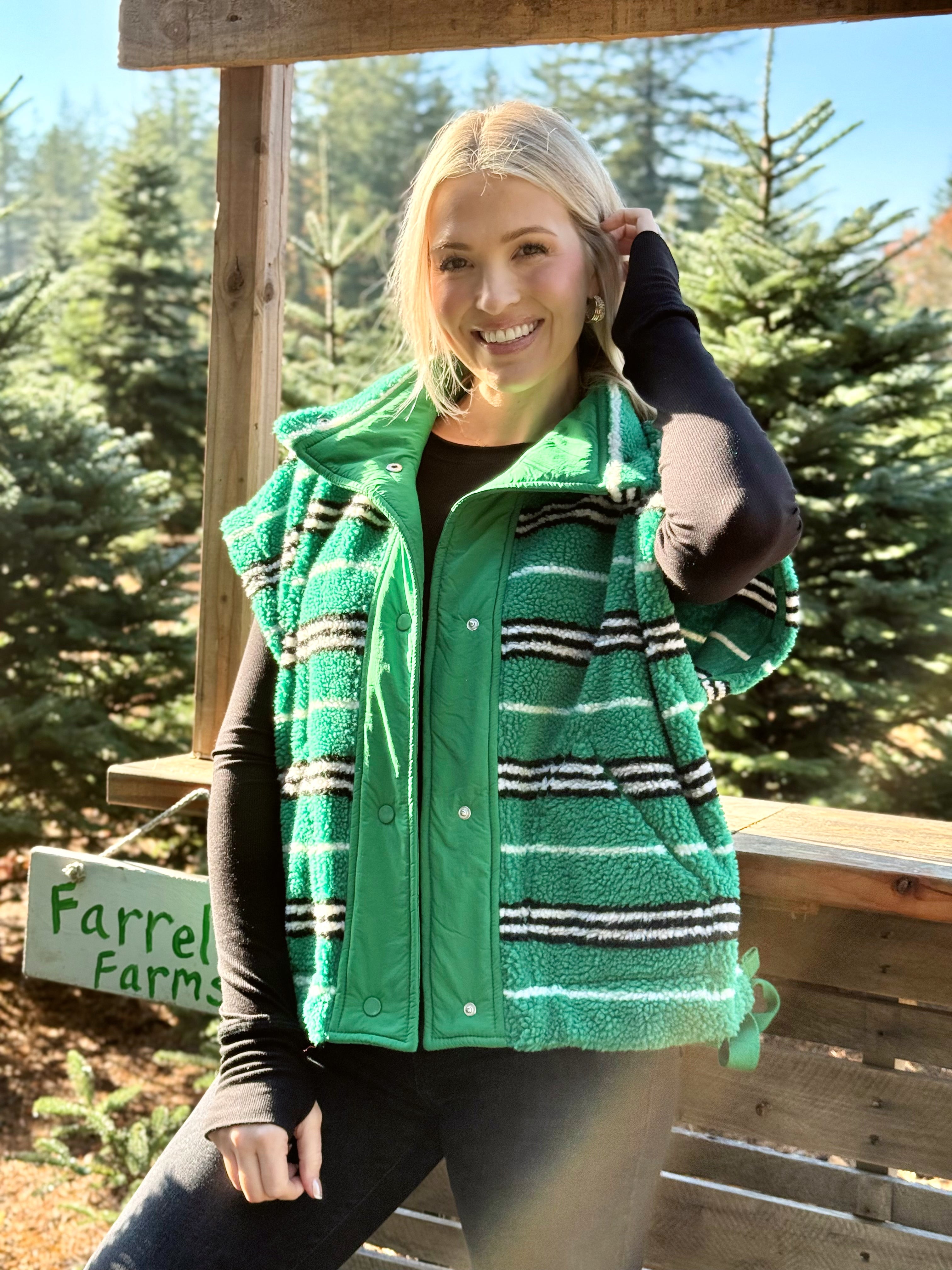 Evergreen Grove Vest - GREEN - willows clothing VEST