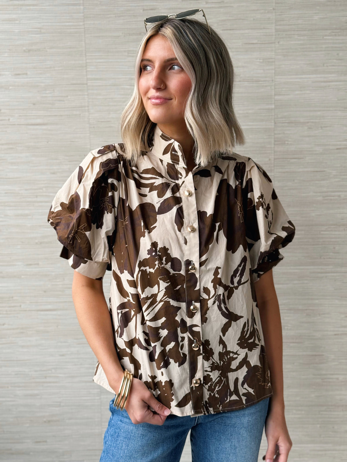 Fall Flowers Blouse - BROWN - willows clothing BLOUSE