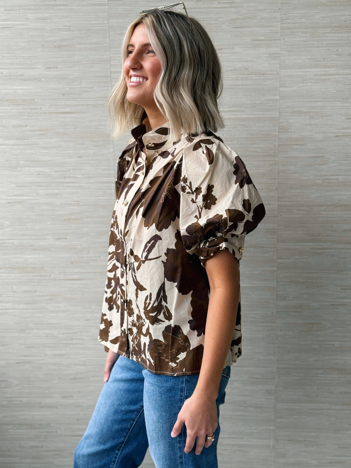 Fall Flowers Blouse - BROWN - willows clothing BLOUSE