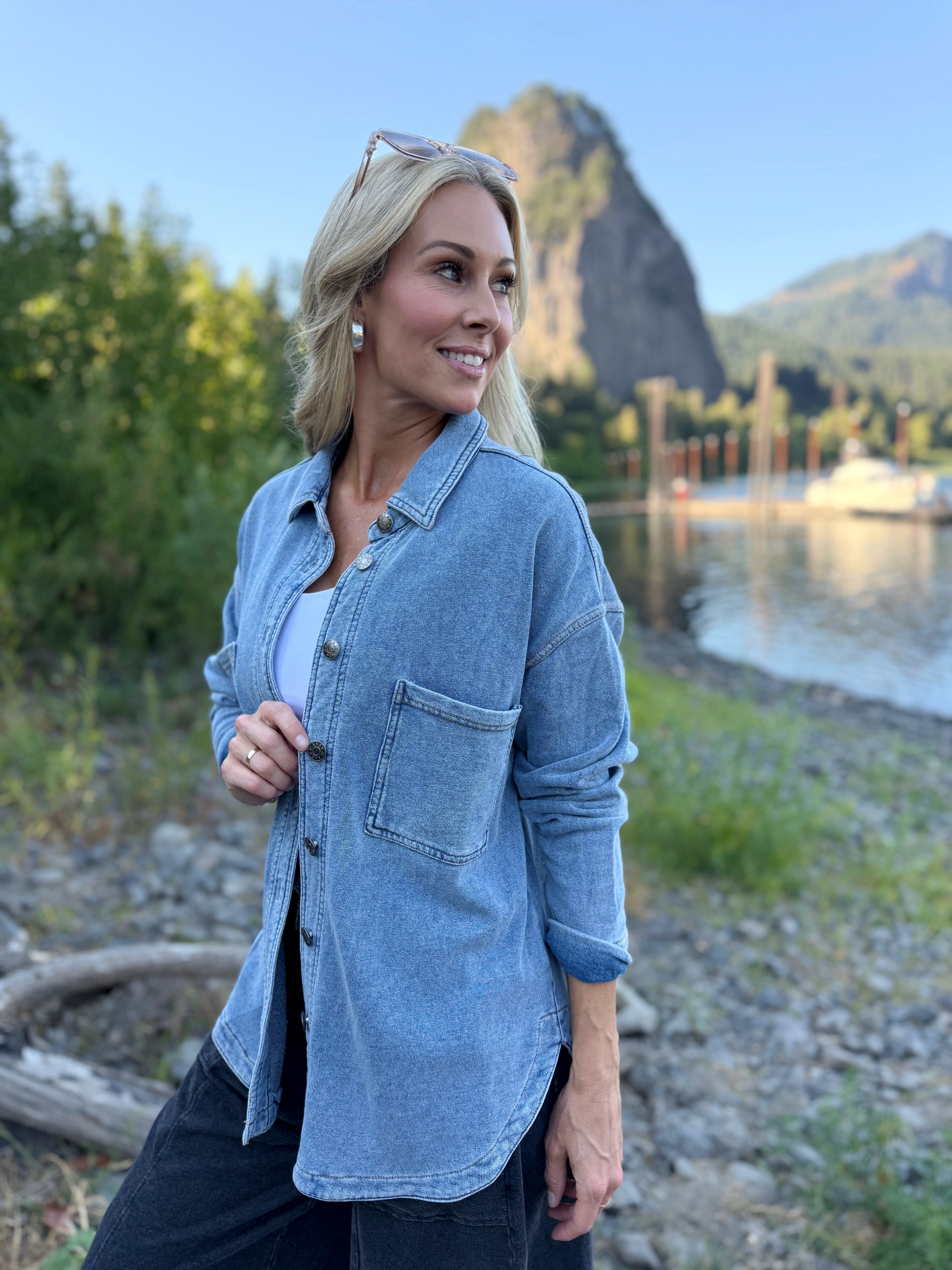 Fall Hug Shacket - DENIM - willows clothing DENIM JACKET