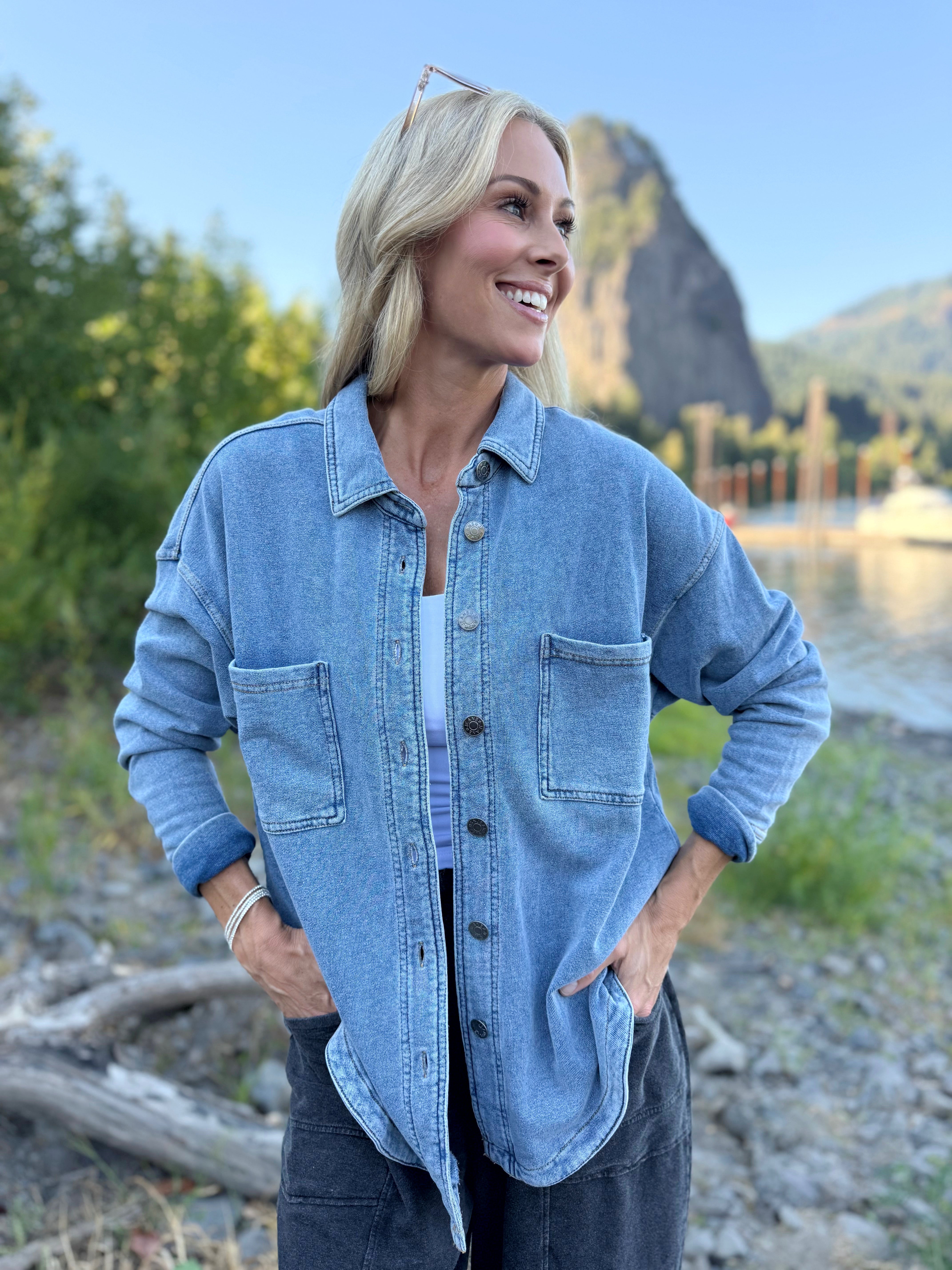 Fall Hug Shacket - DENIM - willows clothing DENIM JACKET