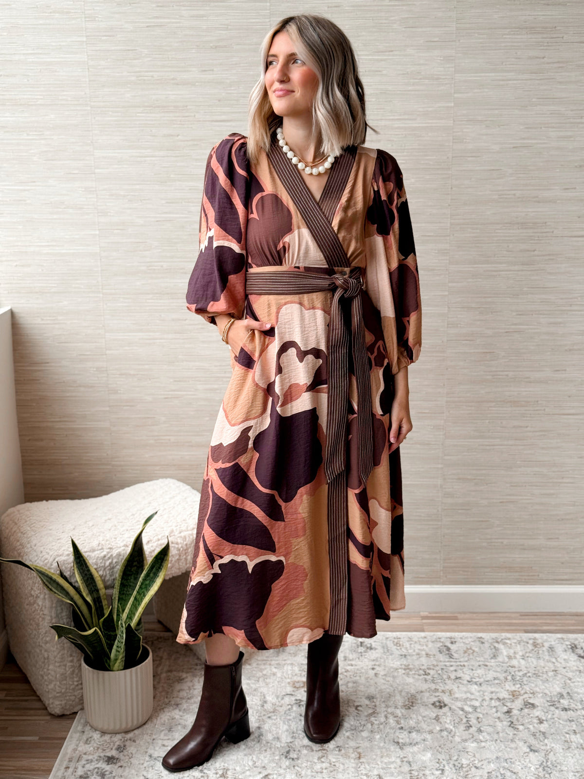 Fall Looks Good on You Dress - BROWN - willows clothing Long Dress