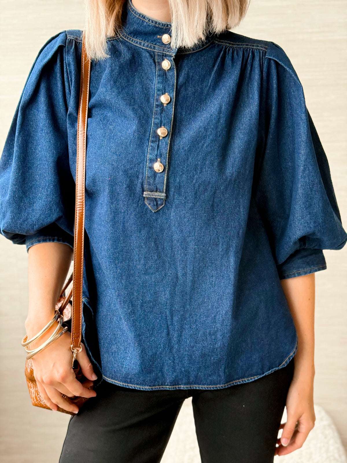 Falling Slowly Blouse - DARK DENIM - willows clothing BLOUSE