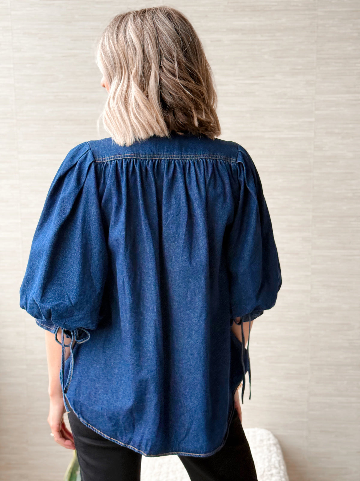 Falling Slowly Blouse - DARK DENIM - willows clothing BLOUSE