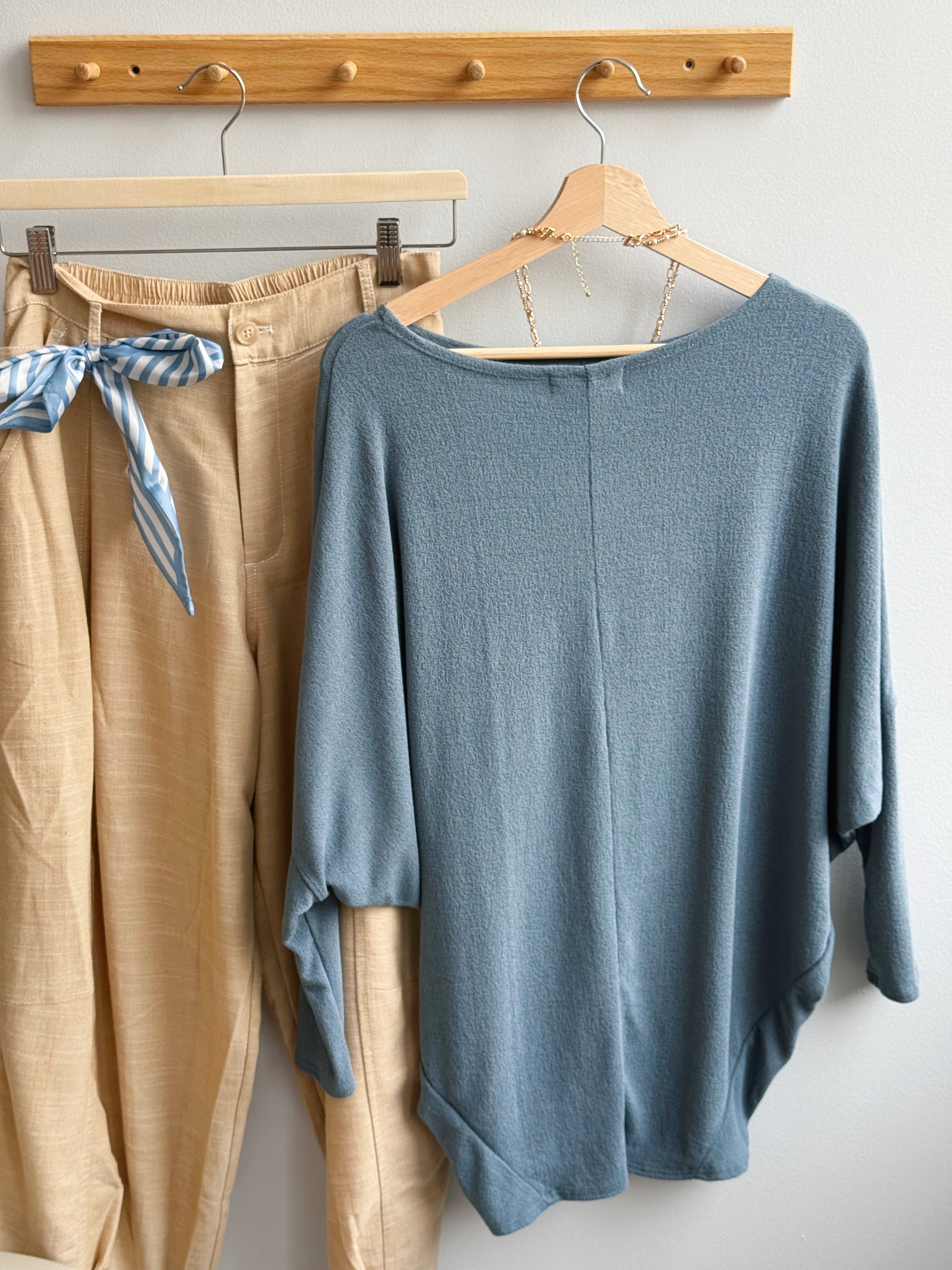 Favorite Comfy Tunic - BLUE GREY - willows clothing L/S SHIRT