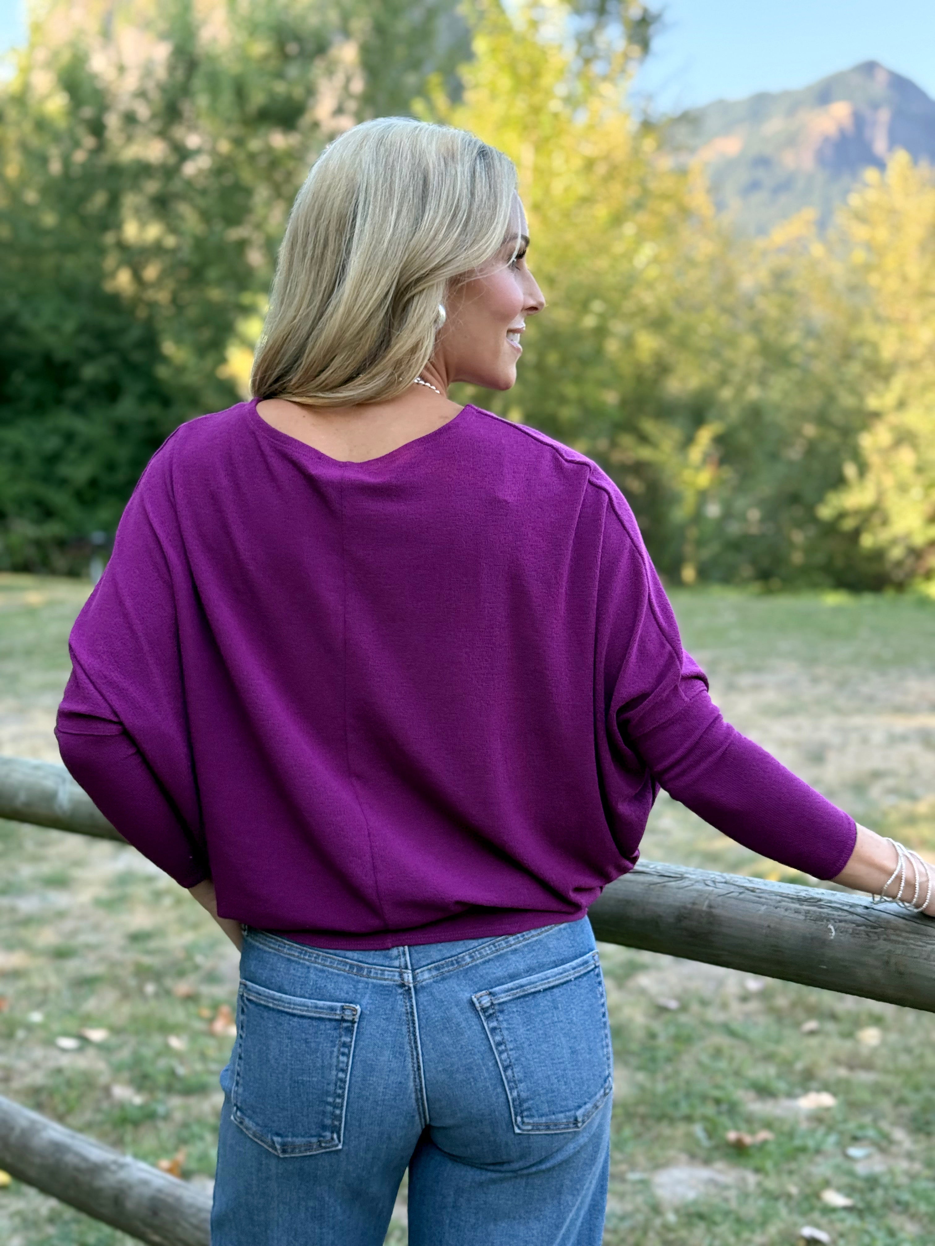Favorite Comfy Tunic - DEEP RASPBERRY - willows clothing L/S SHIRT
