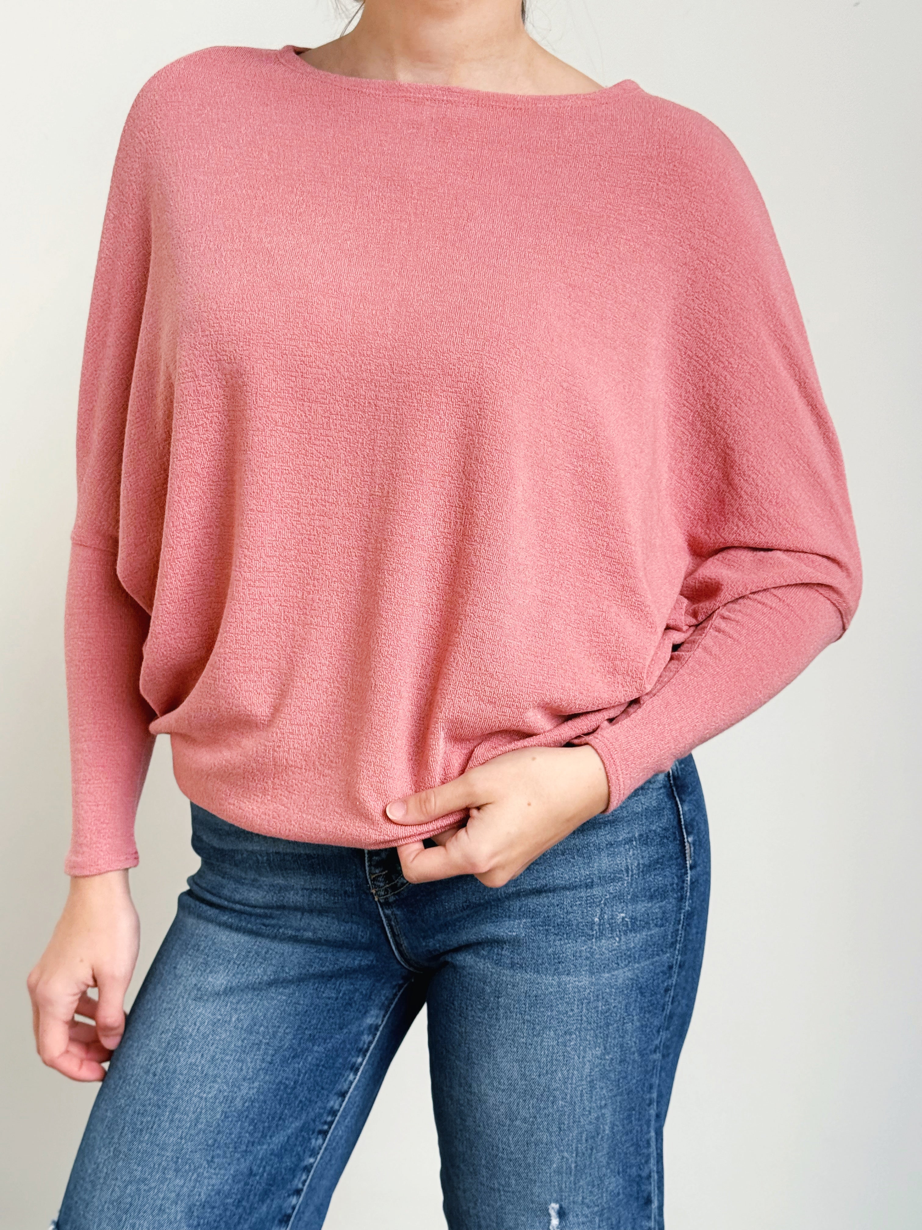 Favorite Comfy Tunic - DUSTY ROSE - willows clothing L/S SHIRT
