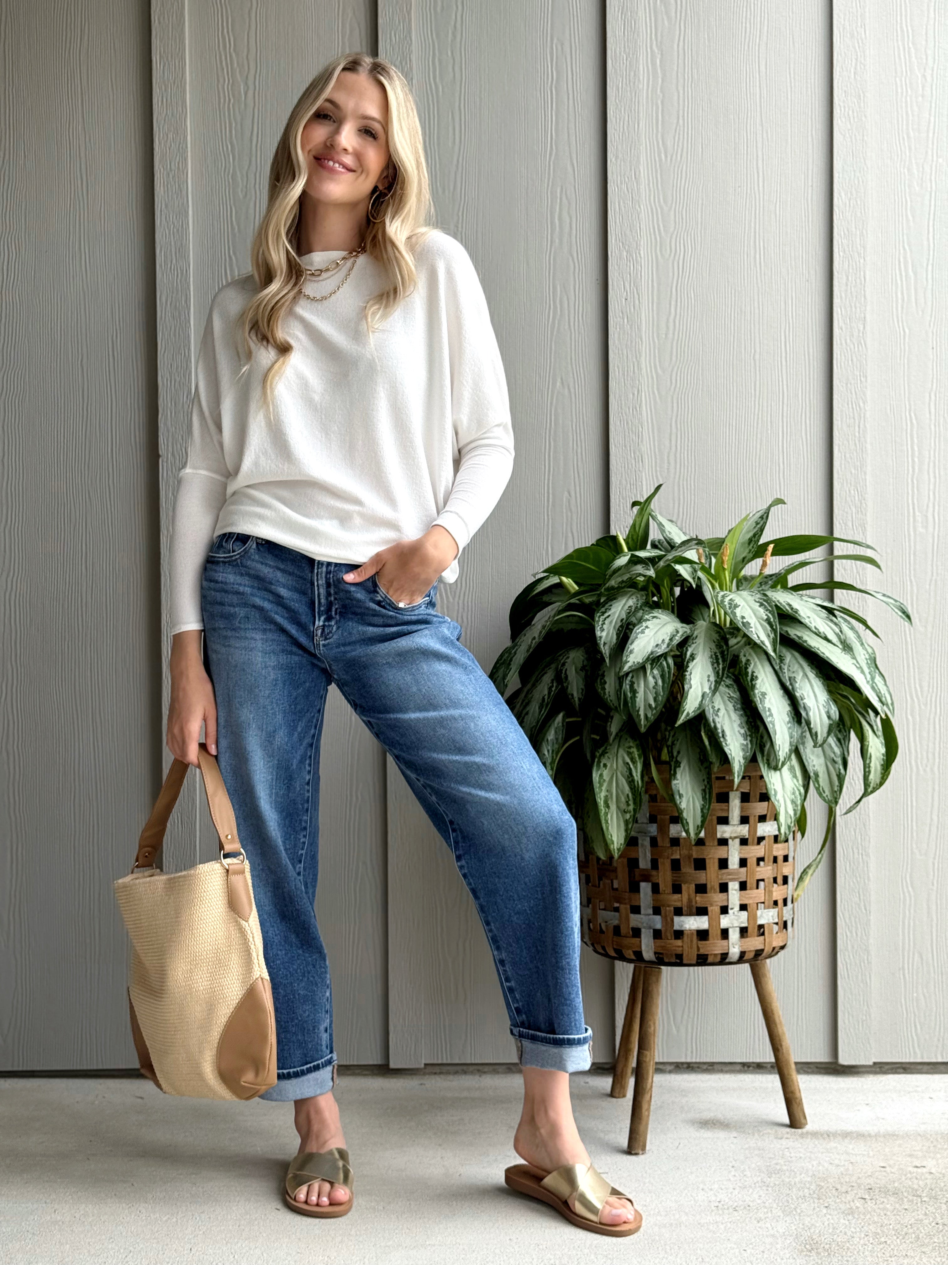 Favorite Comfy Tunic - IVORY - willows clothing L/S Shirt