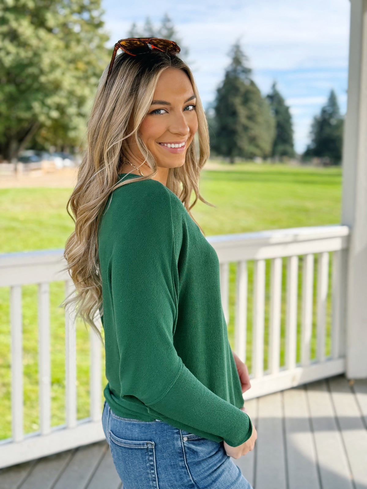 Favorite Comfy Tunic - JAGUAR GREEN - willows clothing L/S SHIRT