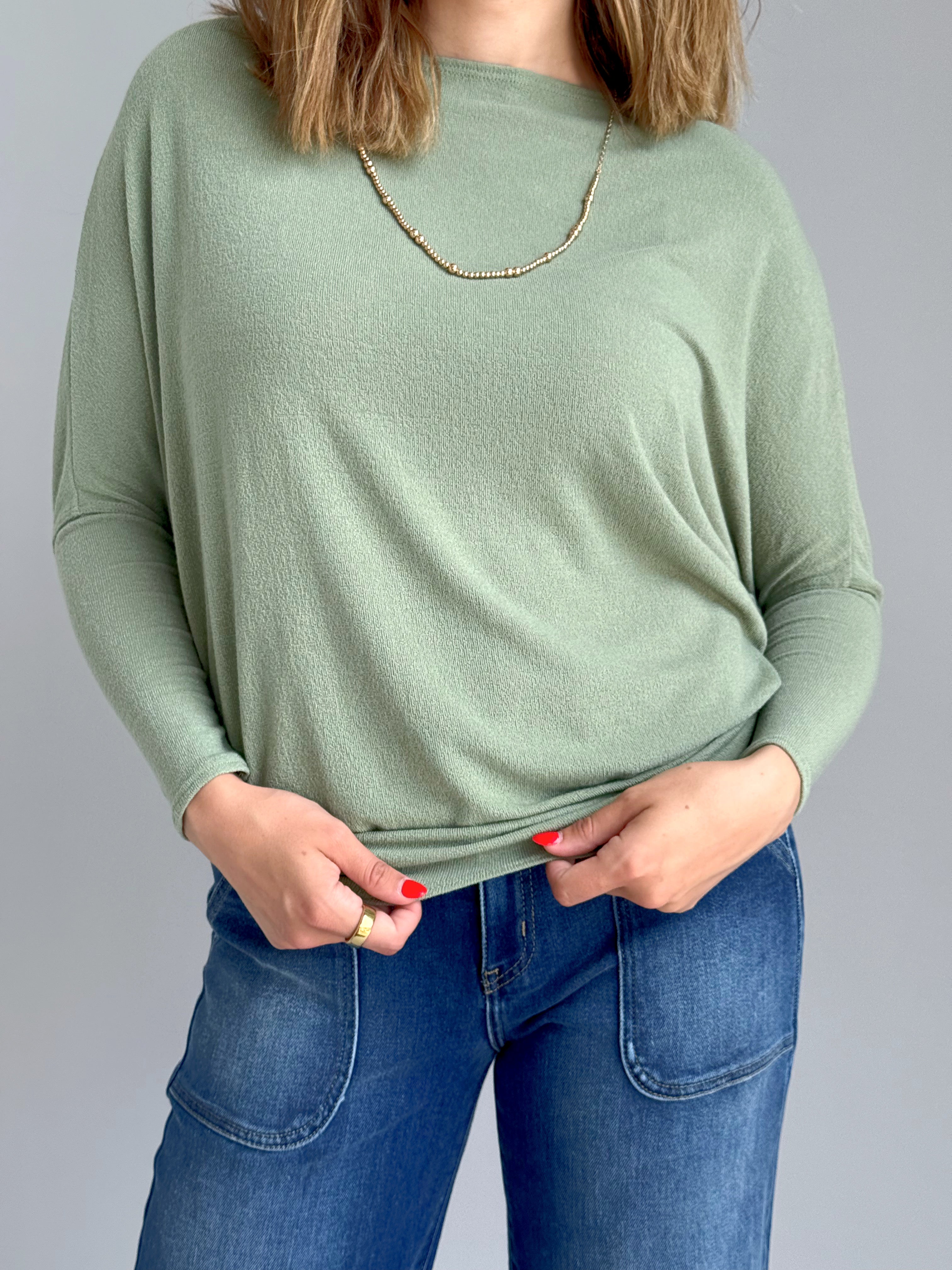 Favorite Comfy Tunic - NEW OLIVE - willows clothing L/S Shirt