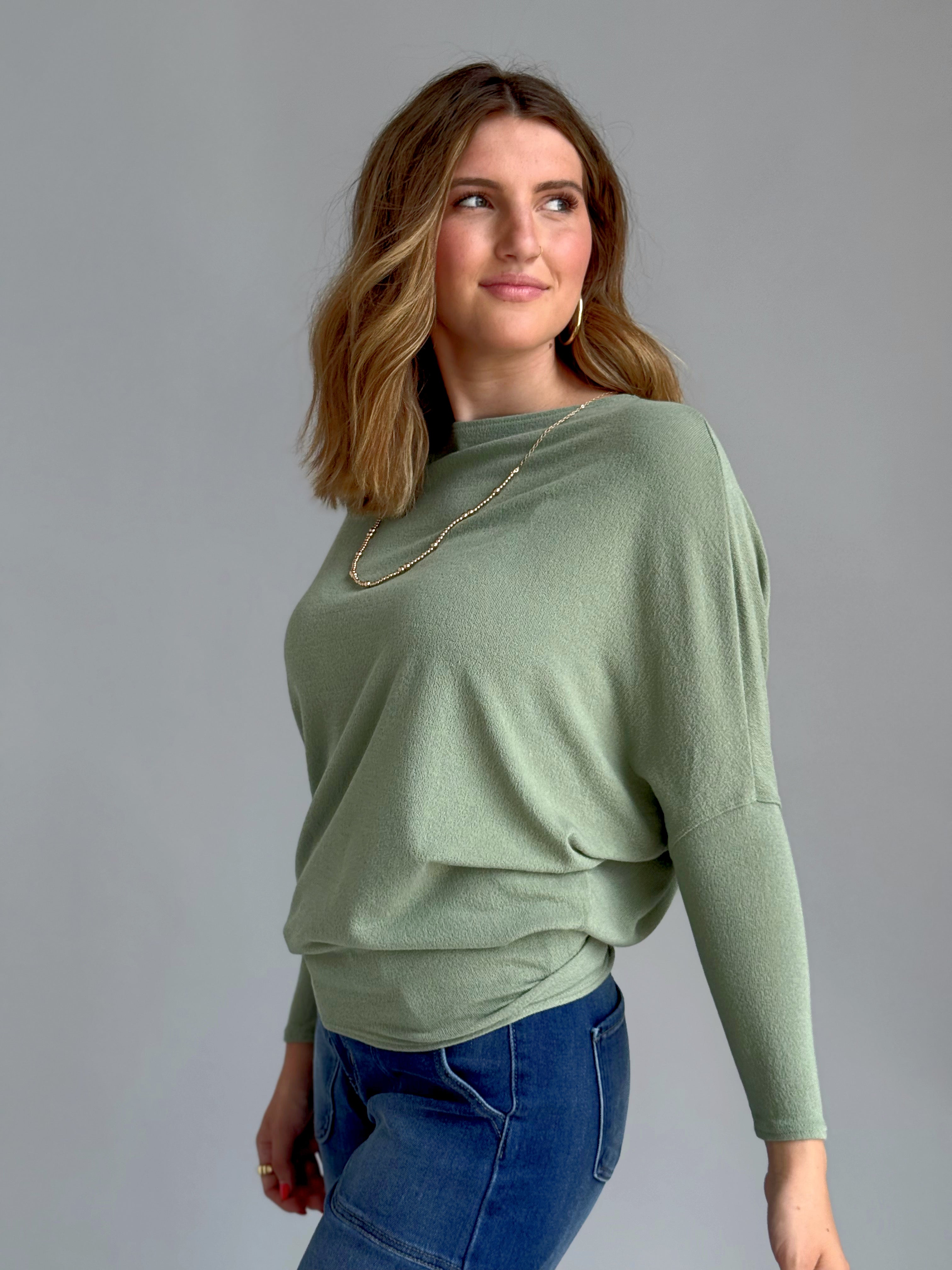 Favorite Comfy Tunic - NEW OLIVE - willows clothing L/S Shirt