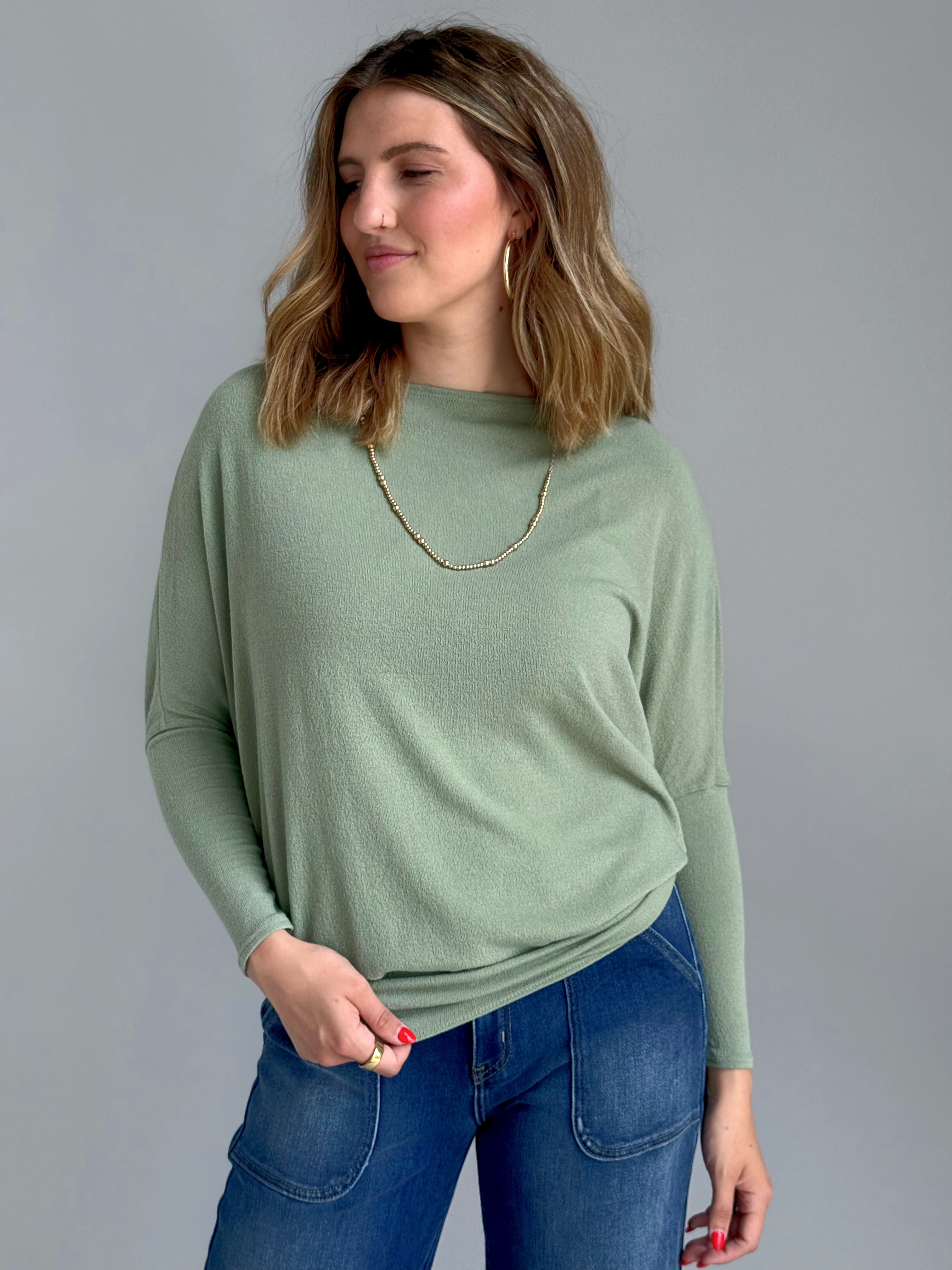 Favorite Comfy Tunic - NEW OLIVE - willows clothing L/S Shirt