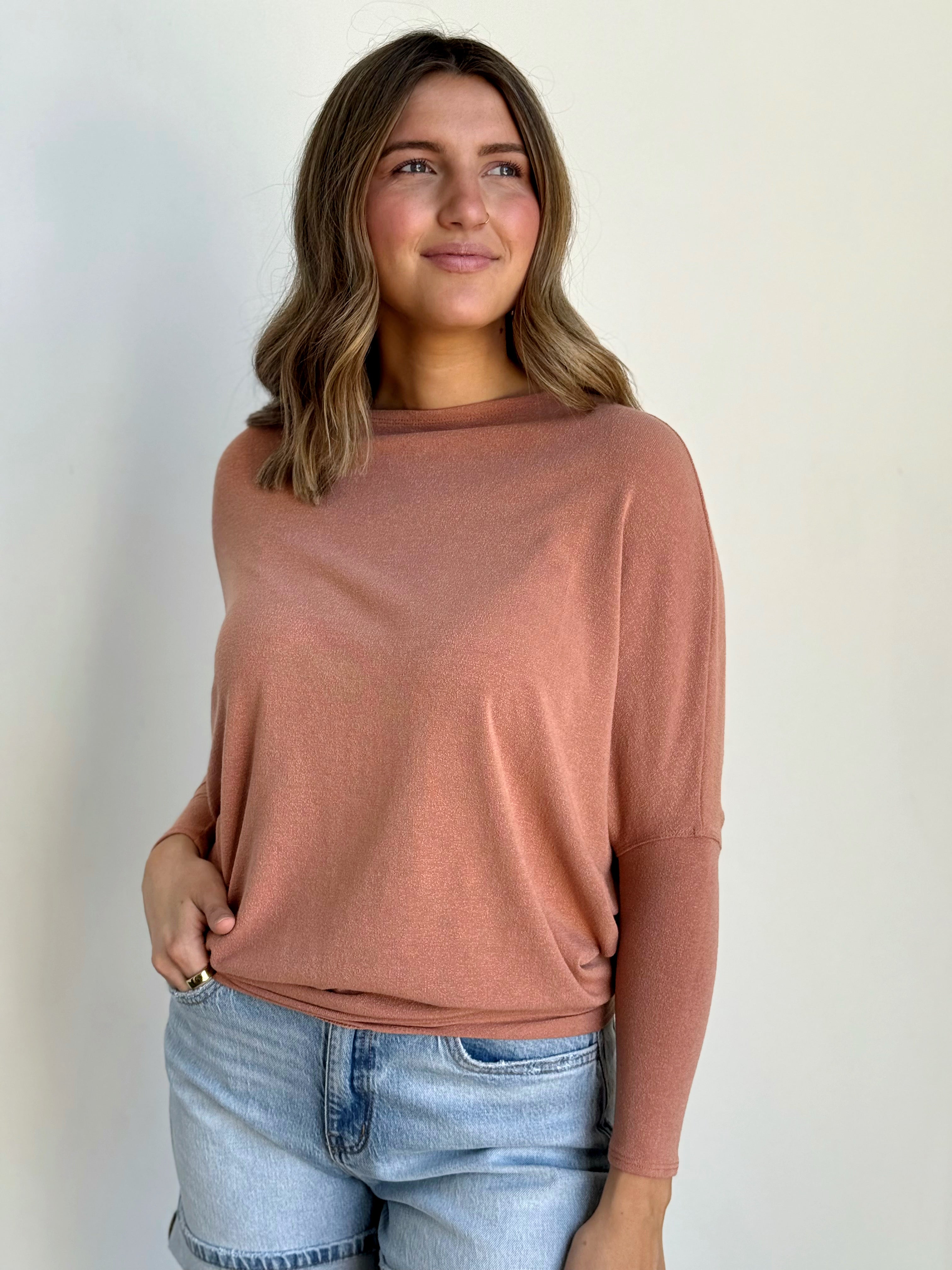 Favorite Comfy Tunic - SALMON - willows clothing L/S Shirt