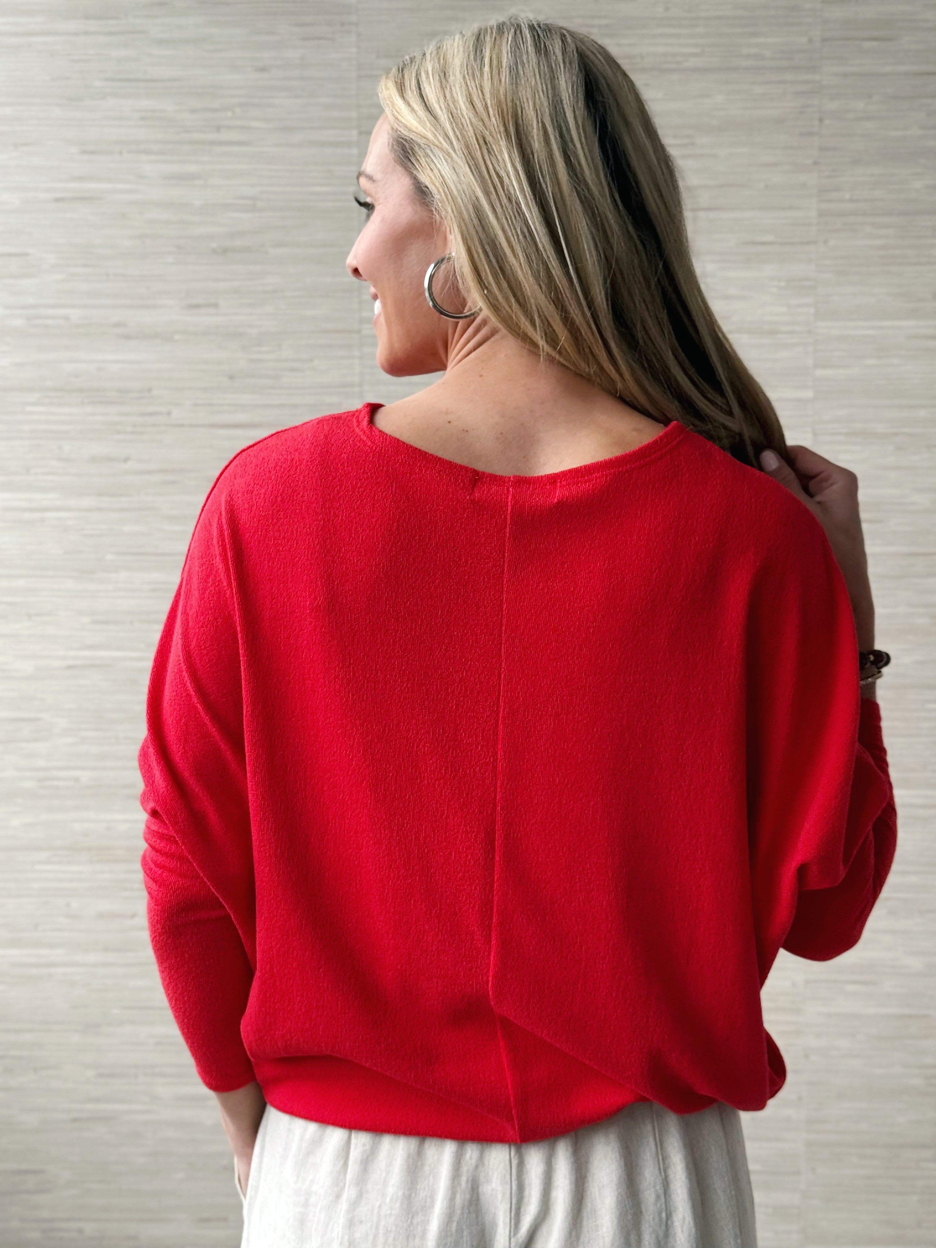 Favorite Comfy Tunic - TOMATO RED - willows clothing L/S Shirt