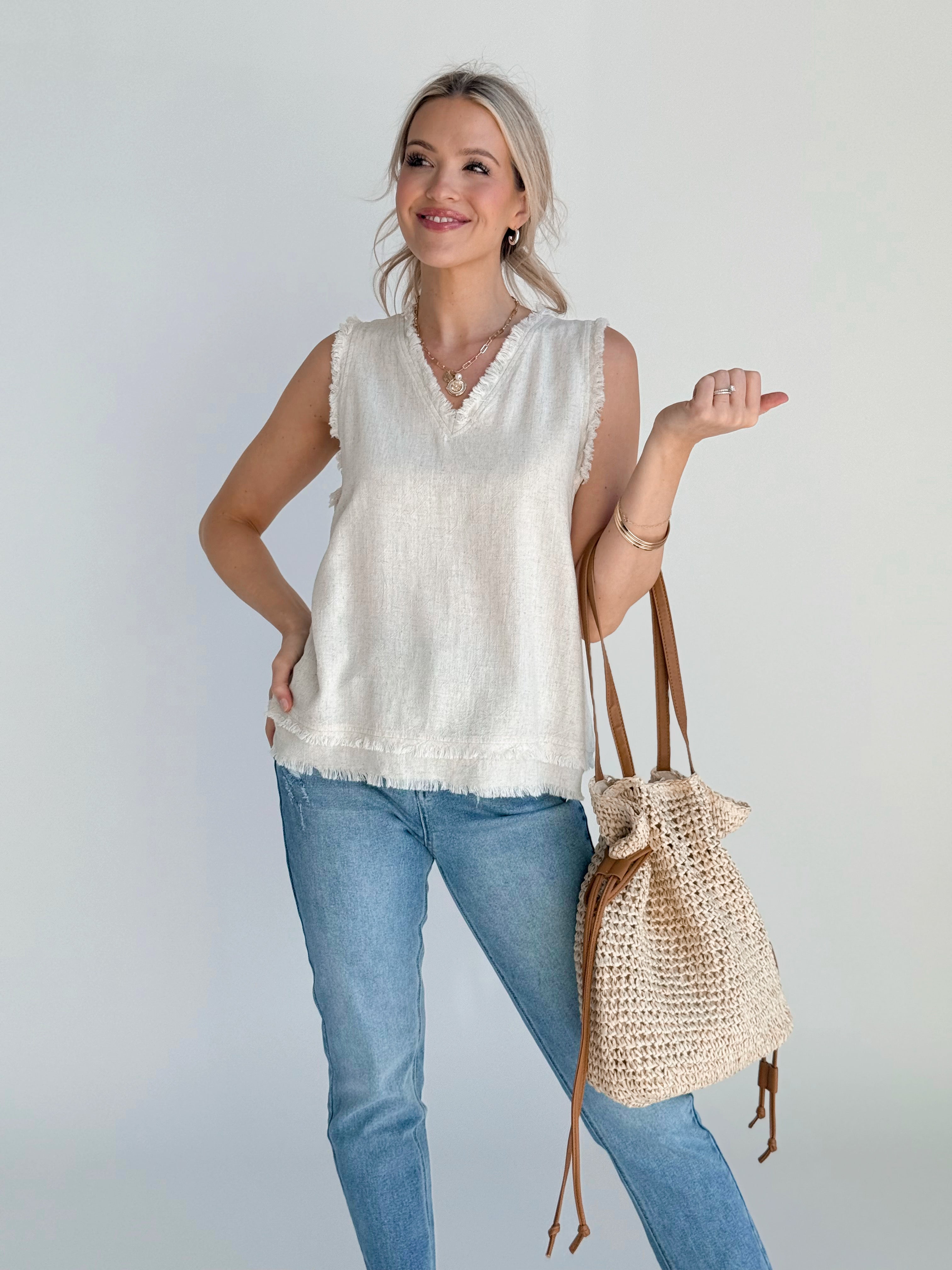 Field Of Days Tank - NATURAL - willows clothing TANK