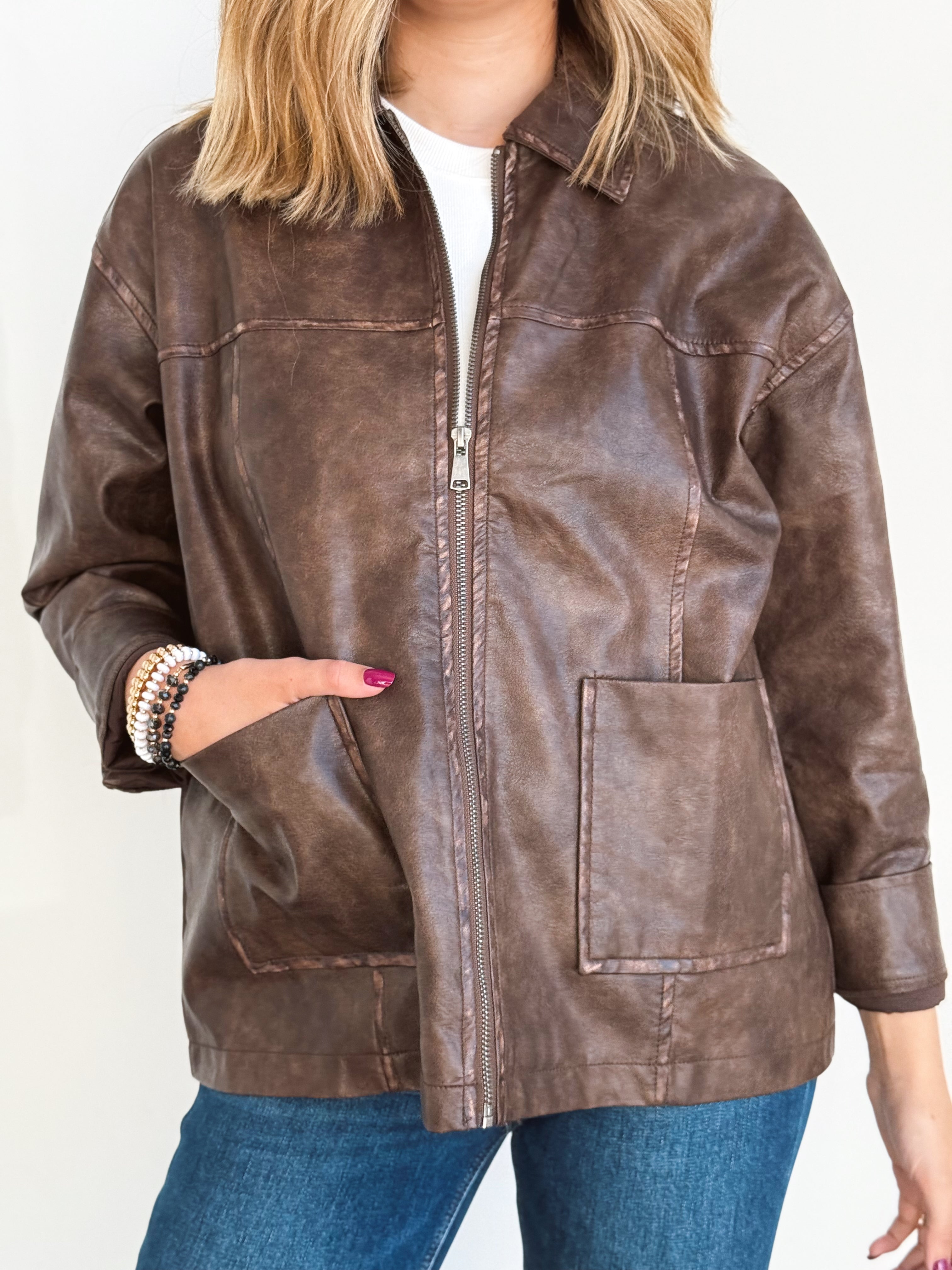Fieldstone Jacket - BROWN - willows clothing LEATHER JACKET