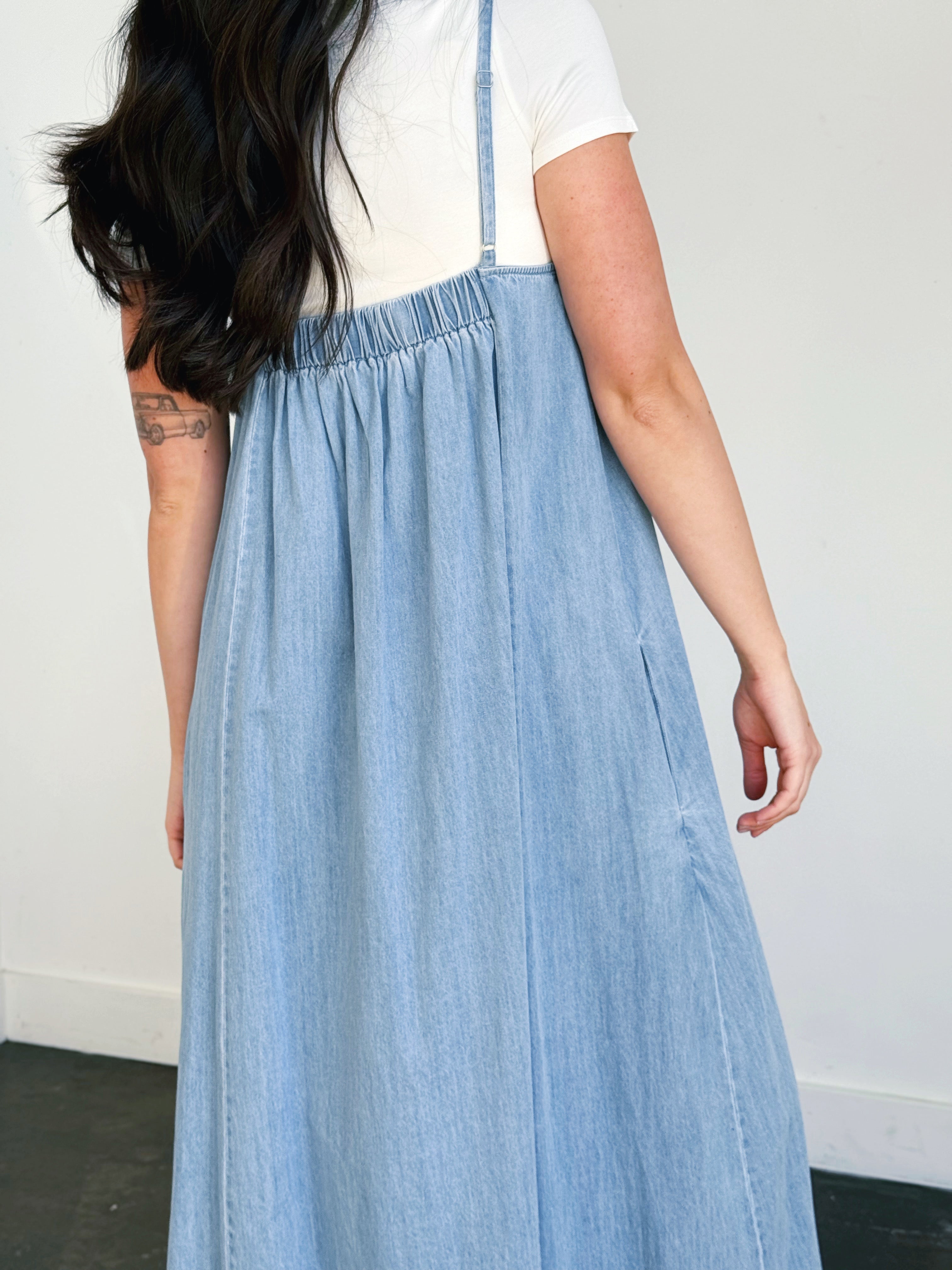 Florence Dress - DENIM - willows clothing Long Dress