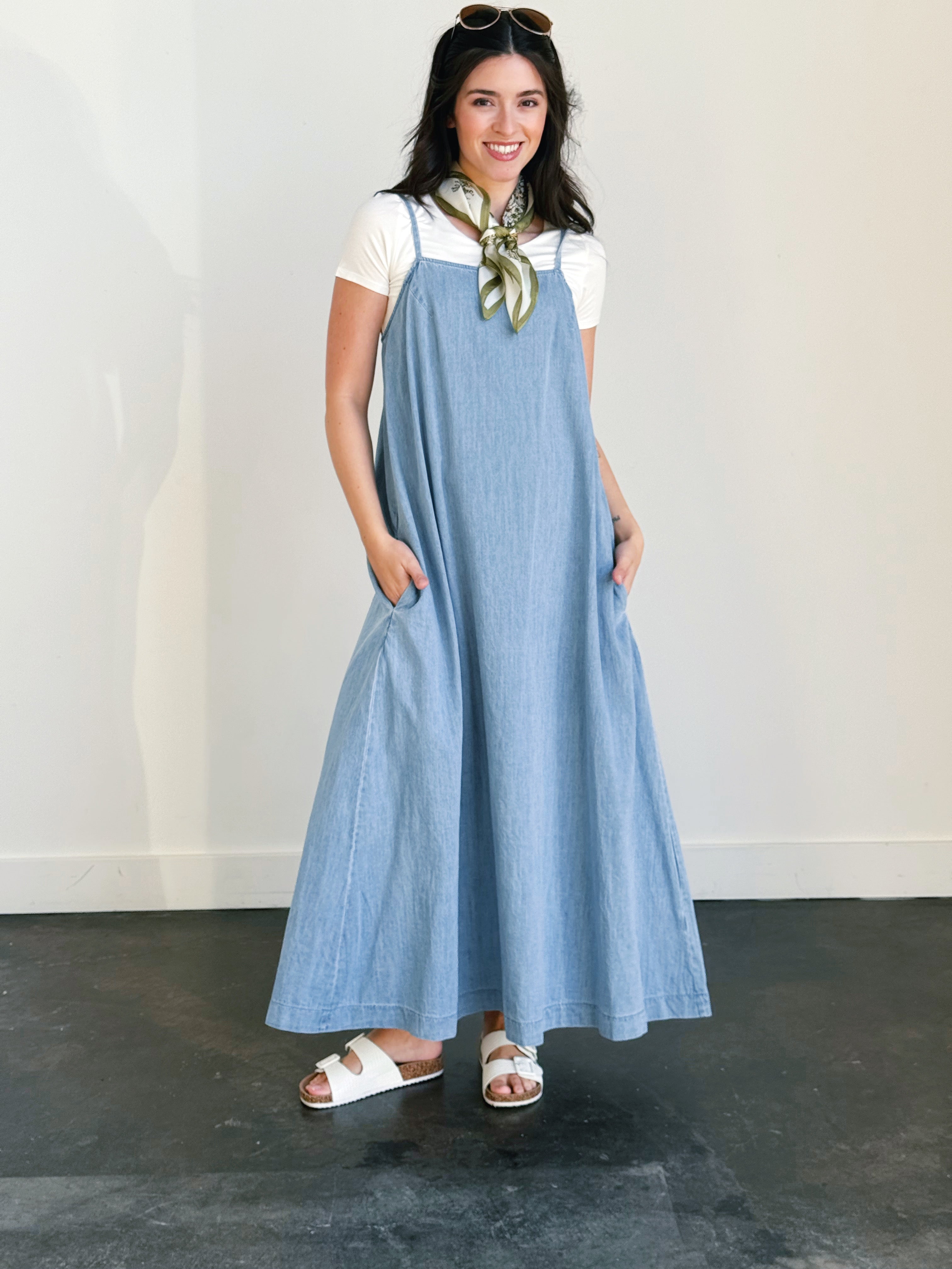 Florence Dress - DENIM - willows clothing Long Dress