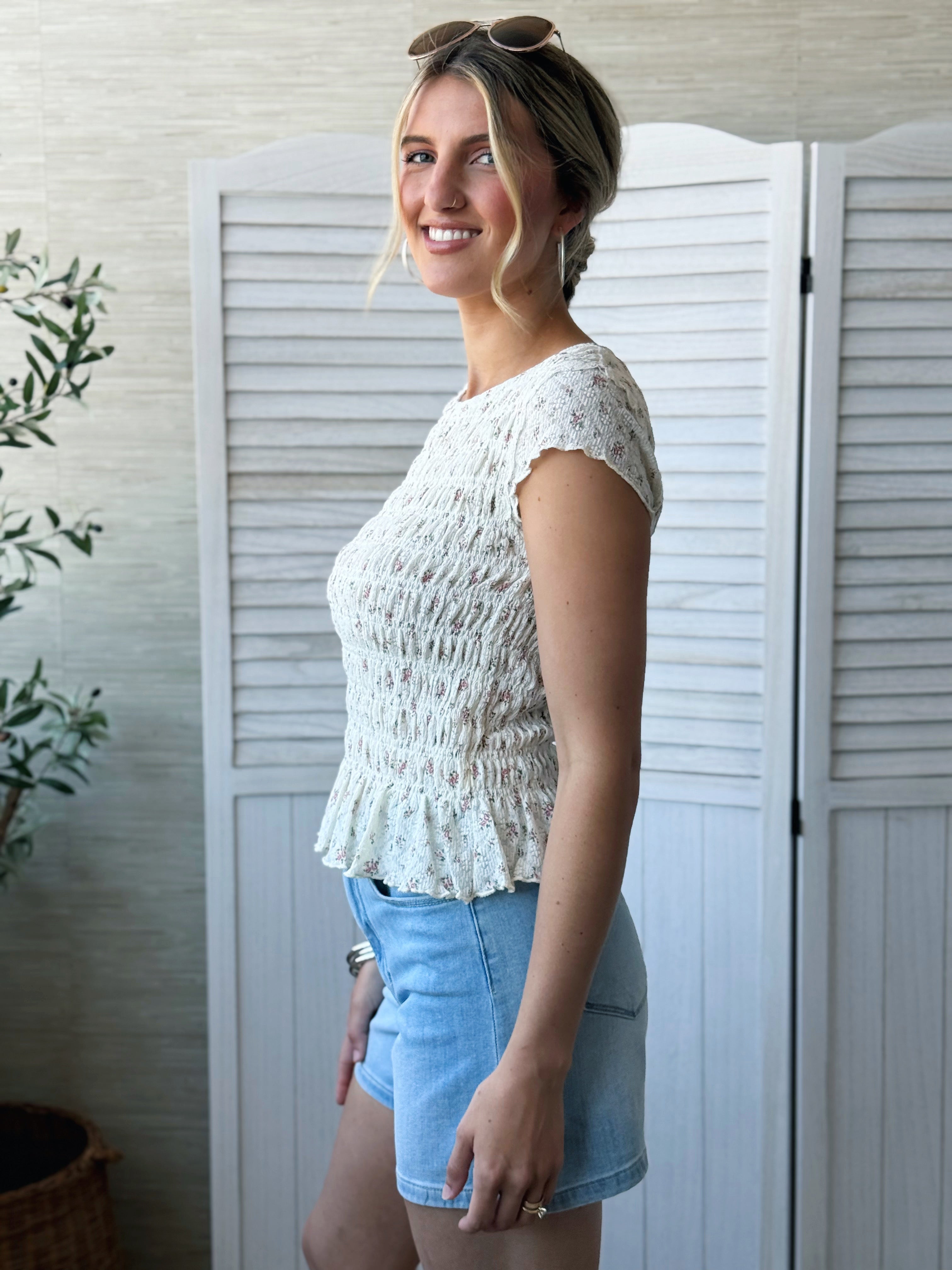 Florrie Tee - ECRU - willows clothing BLOUSE