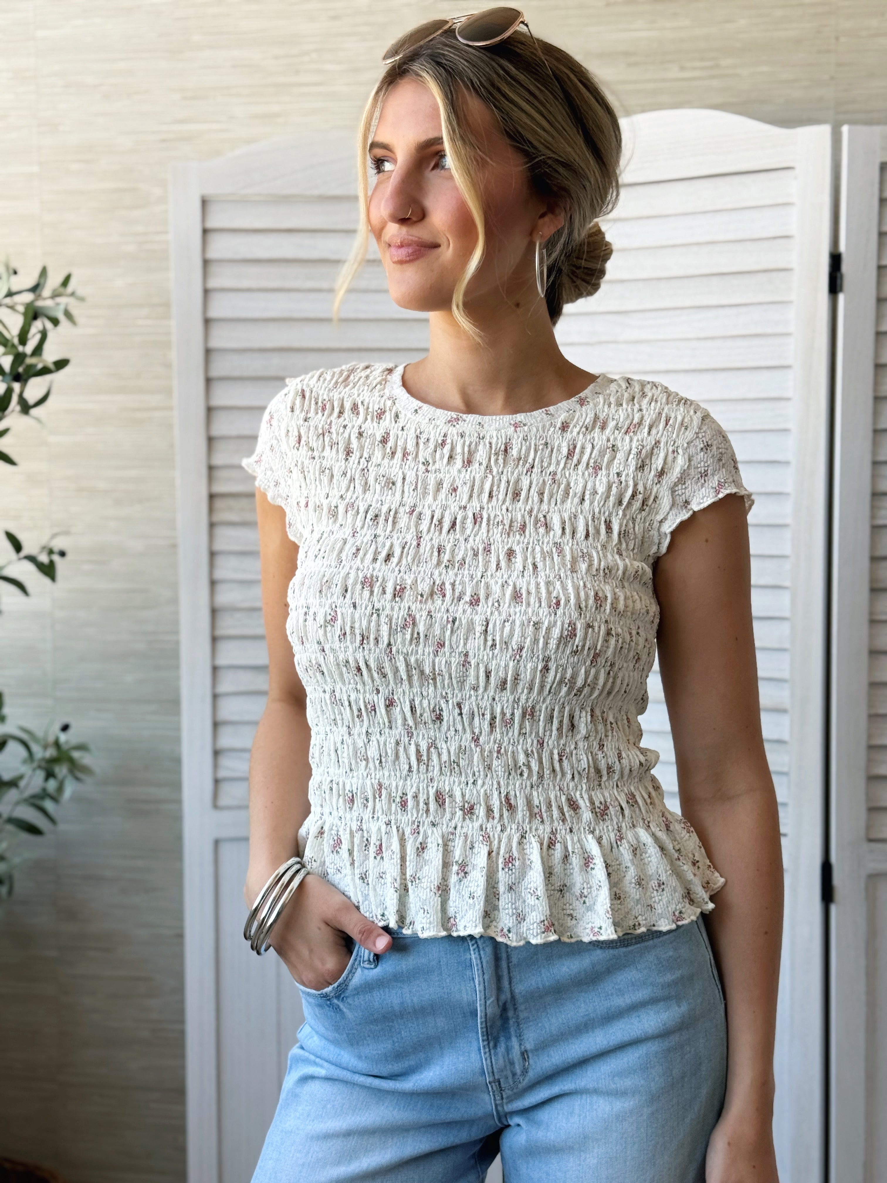 Florrie Tee - ECRU - willows clothing BLOUSE
