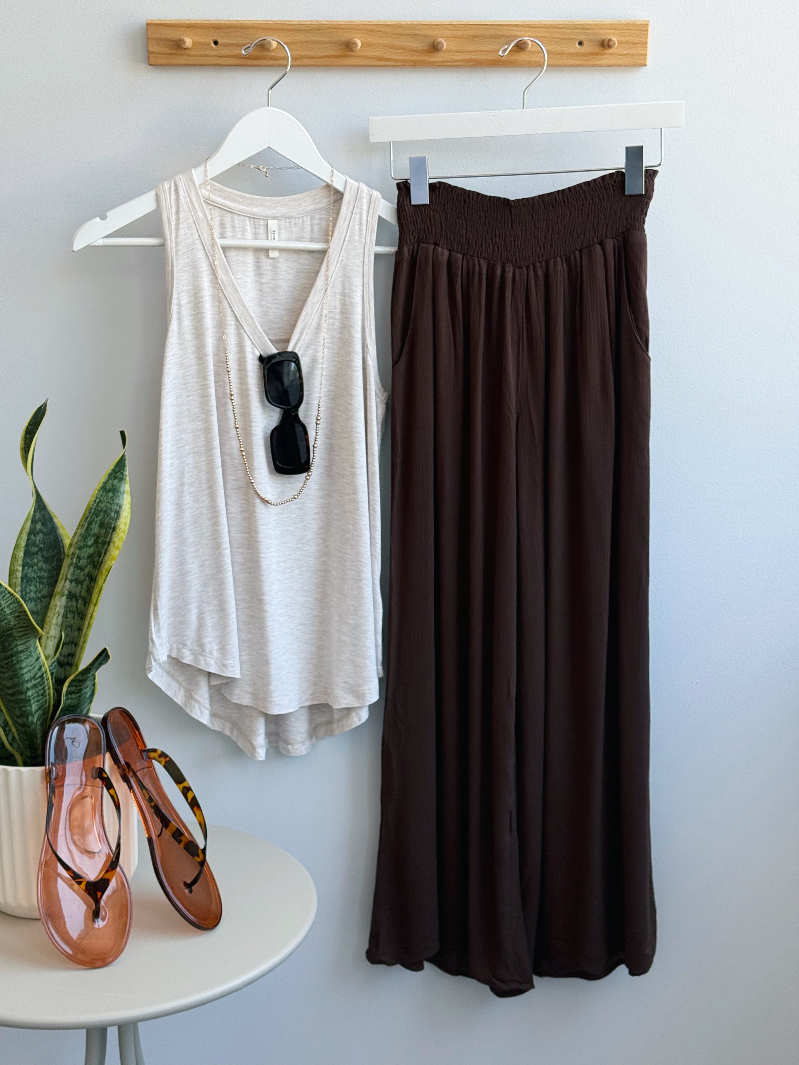 Free Flowing Pants - CHOCOLATE - willows clothing PANTS