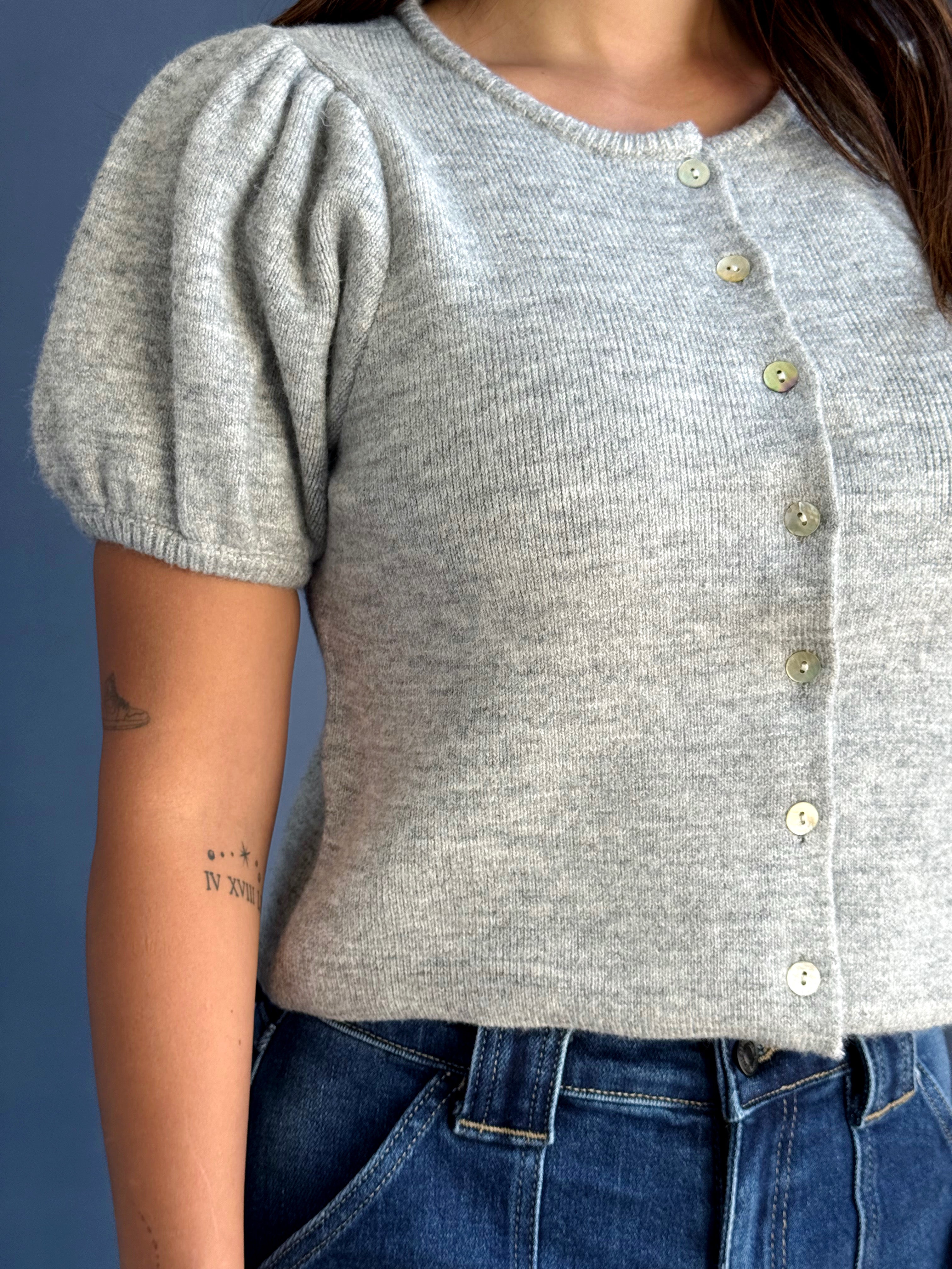 Frenchie Cardigan - HEATHER GREY - willows clothing Cardigan