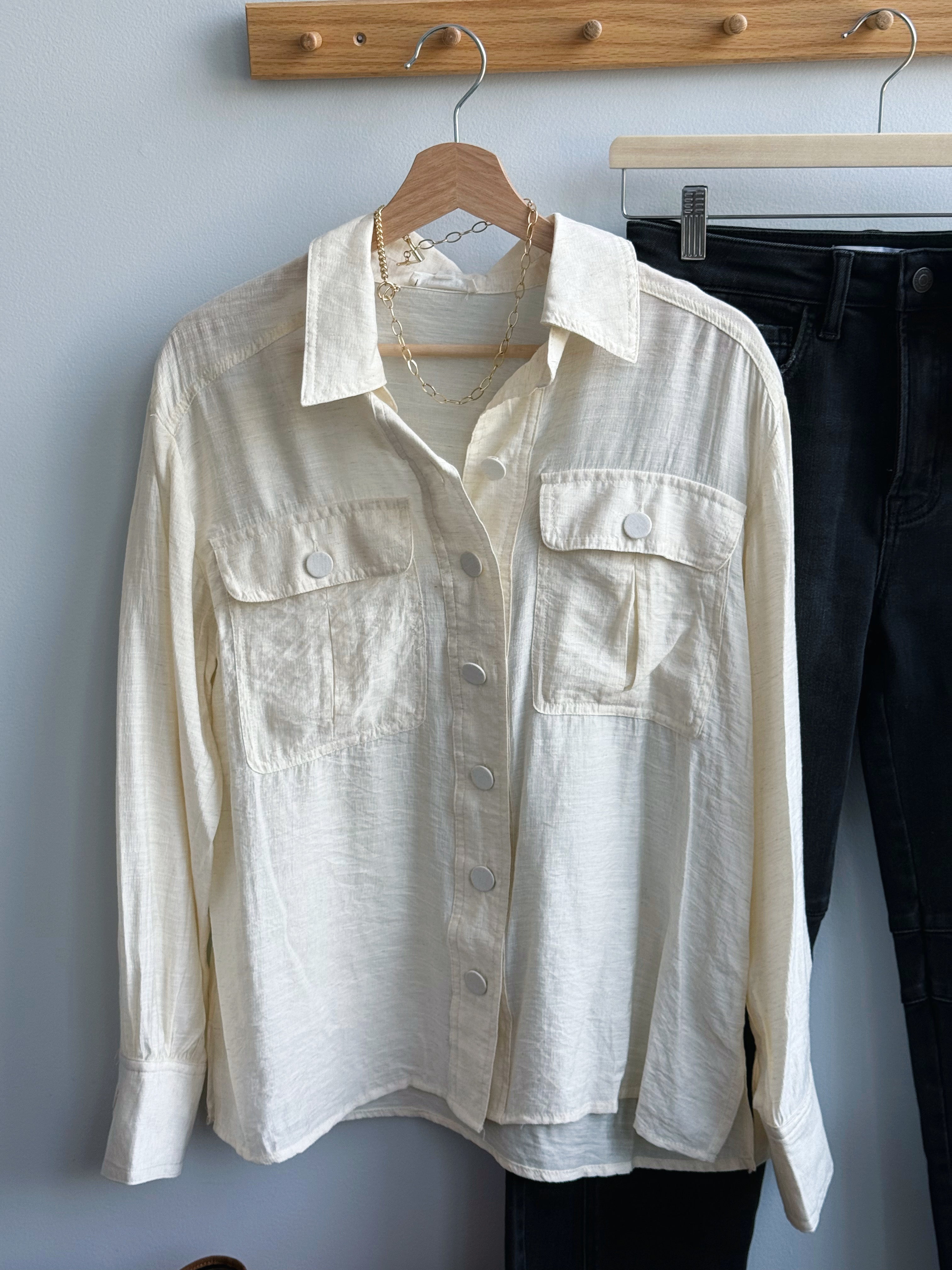 Gail Top - NATURAL - willows clothing L/S SHIRT
