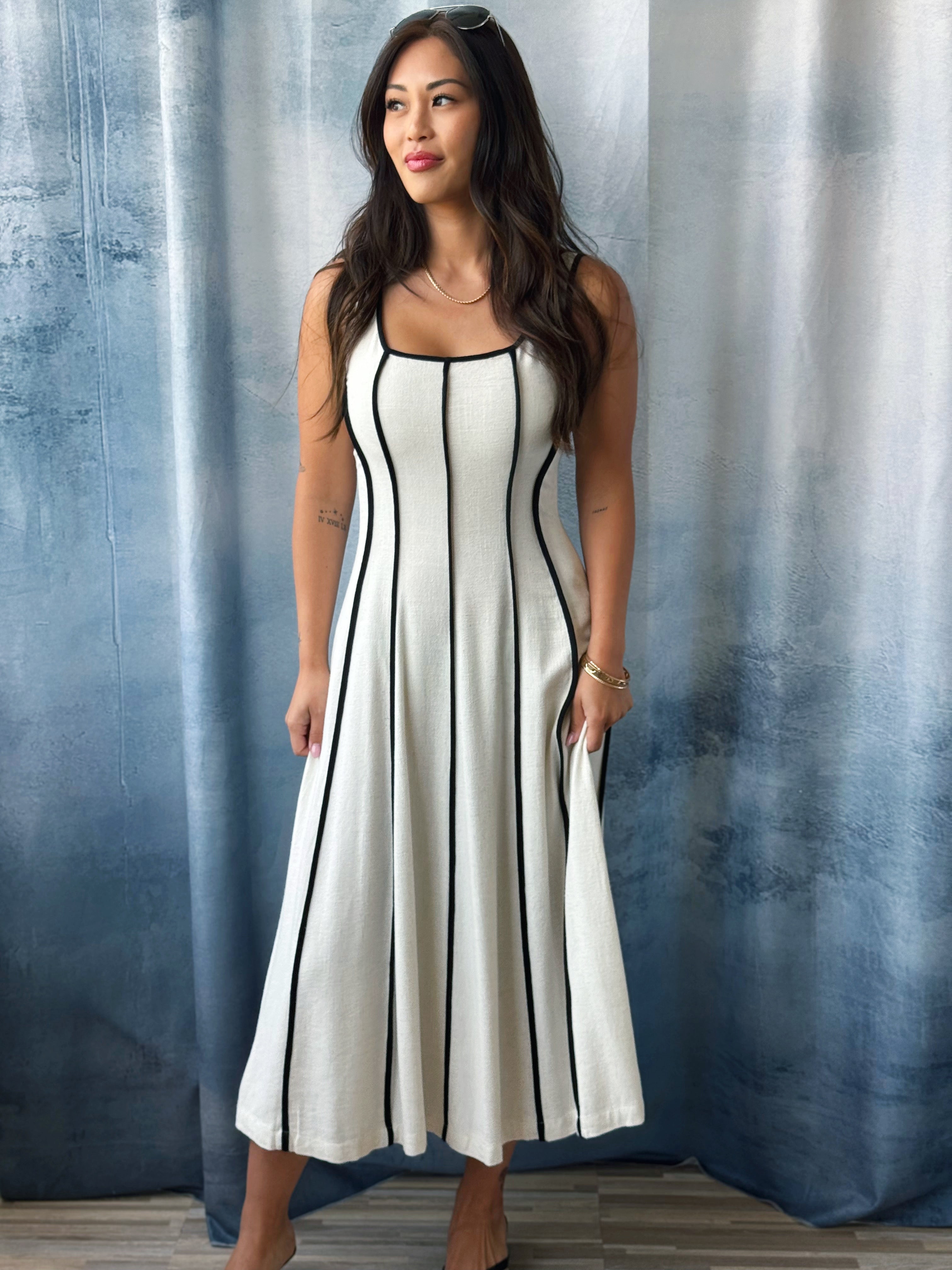 Geneva Dress - NATURAL - willows clothing MIDI DRESS