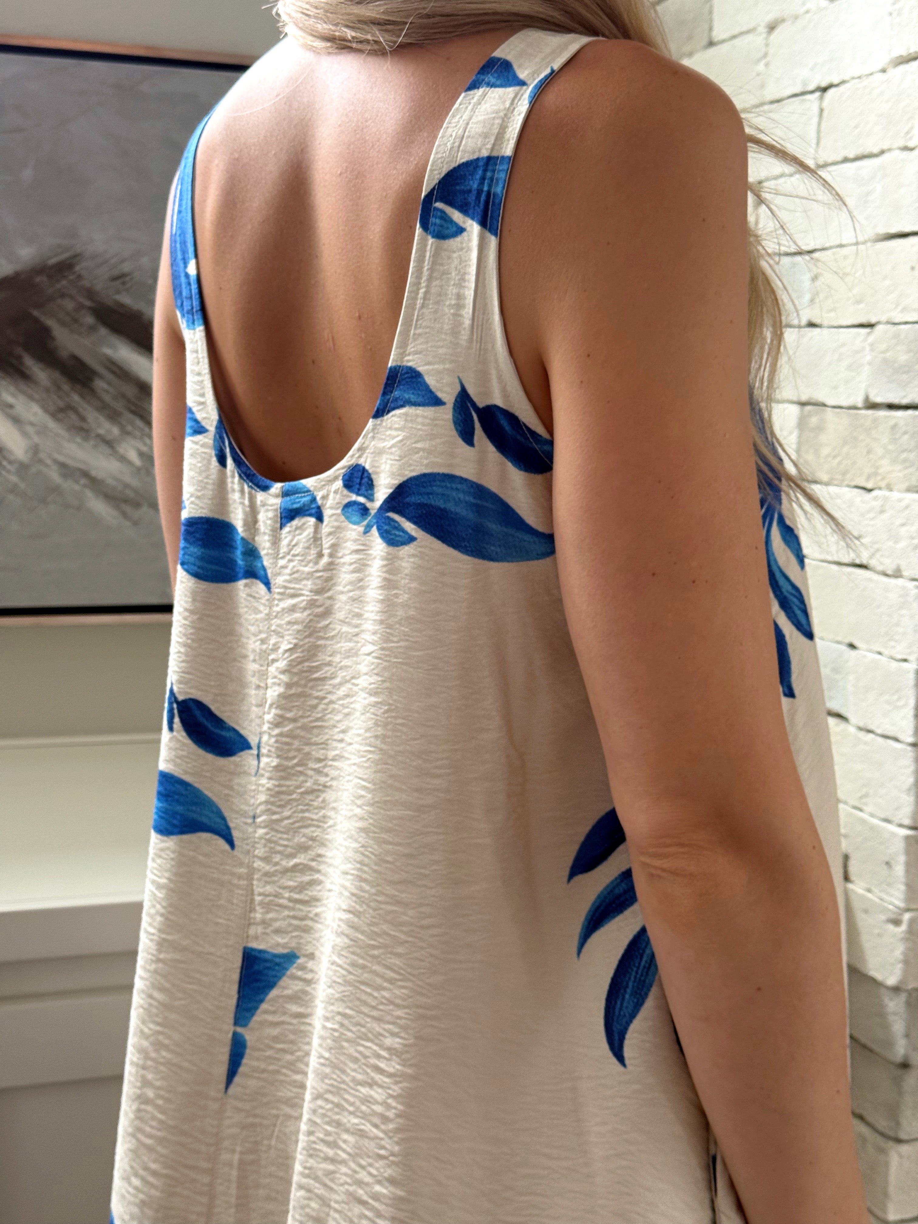 Georgia Dress - OFF WHITE/BLUE - willows clothing SHORT DRESS