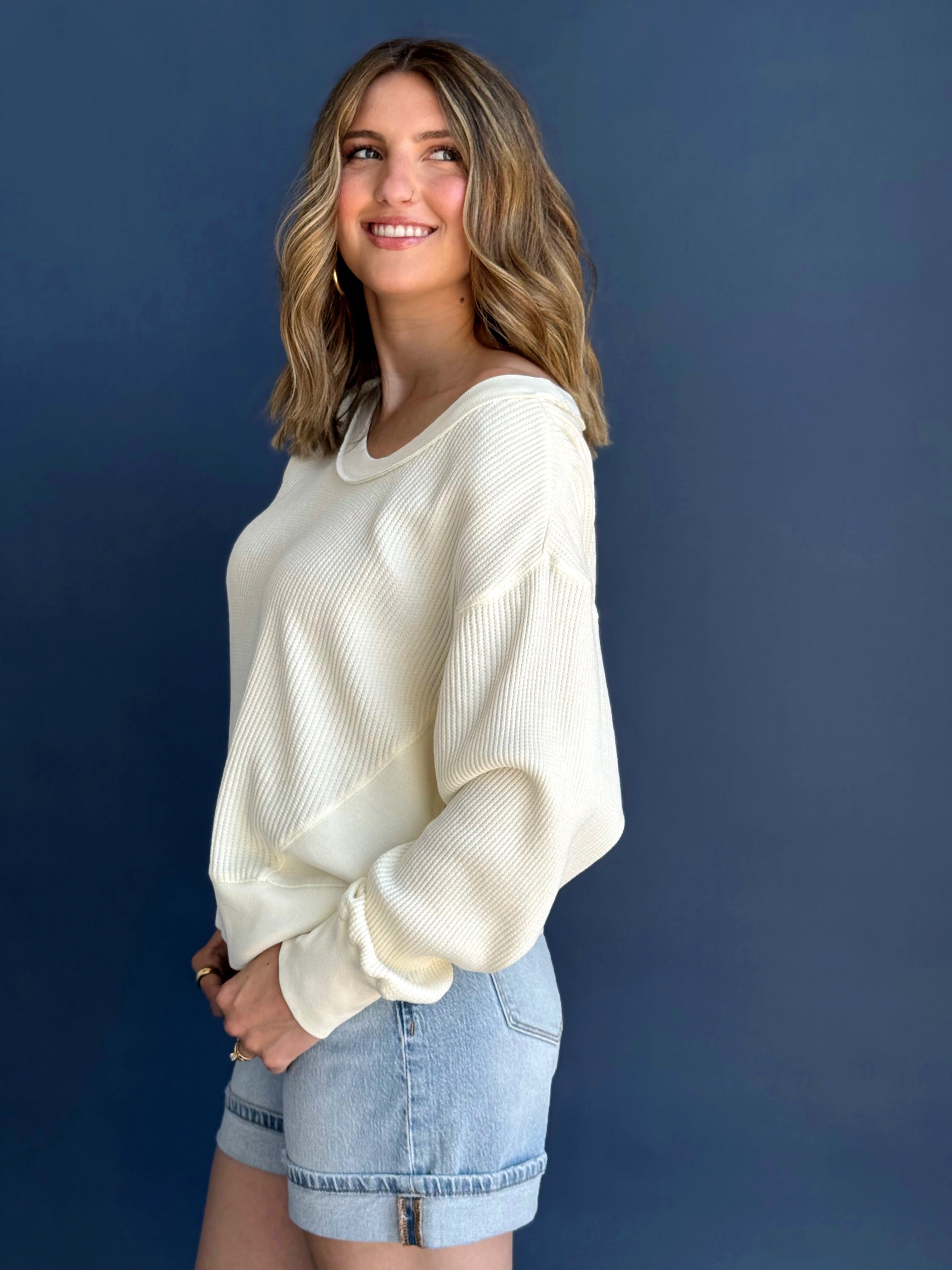 Georgie Top - CREAM - willows clothing L/S SHIRT