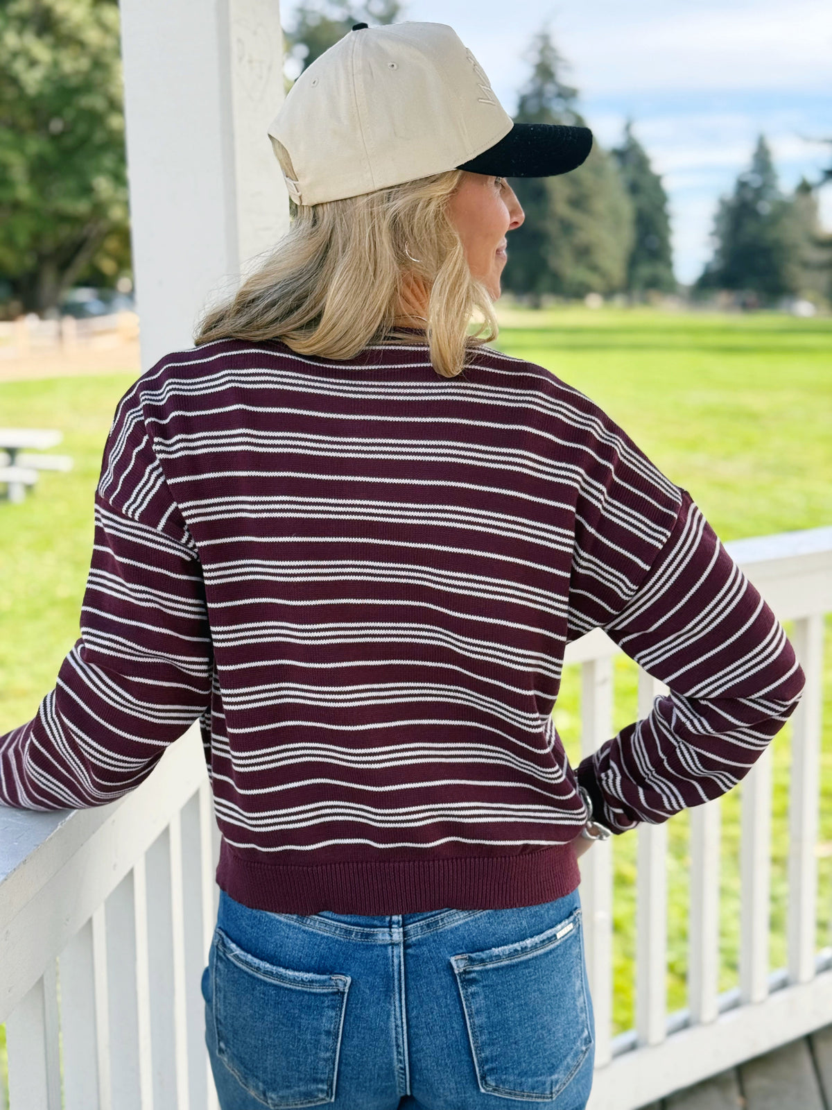 Grand Central Sweater - PINK/MAROON - willows clothing SWEATER