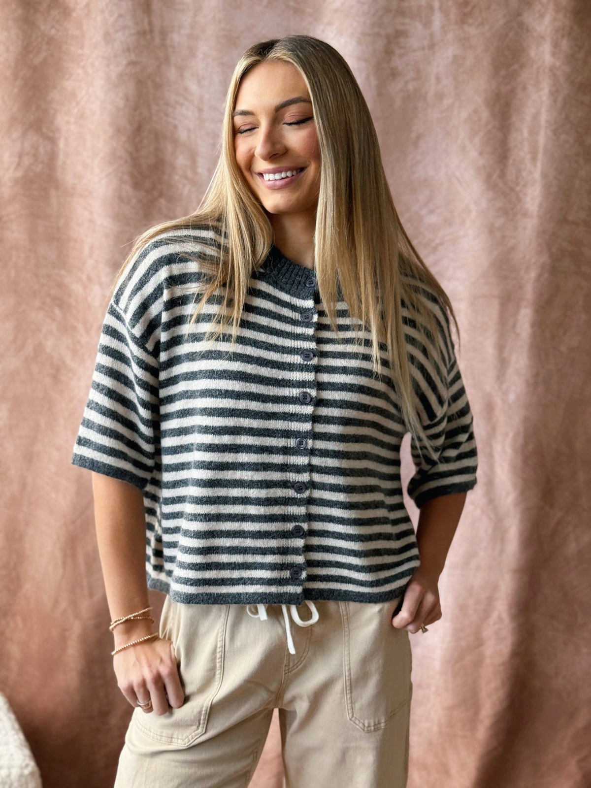 Grown With Love Cardigan - CHARCOAL - willows clothing Cardigan