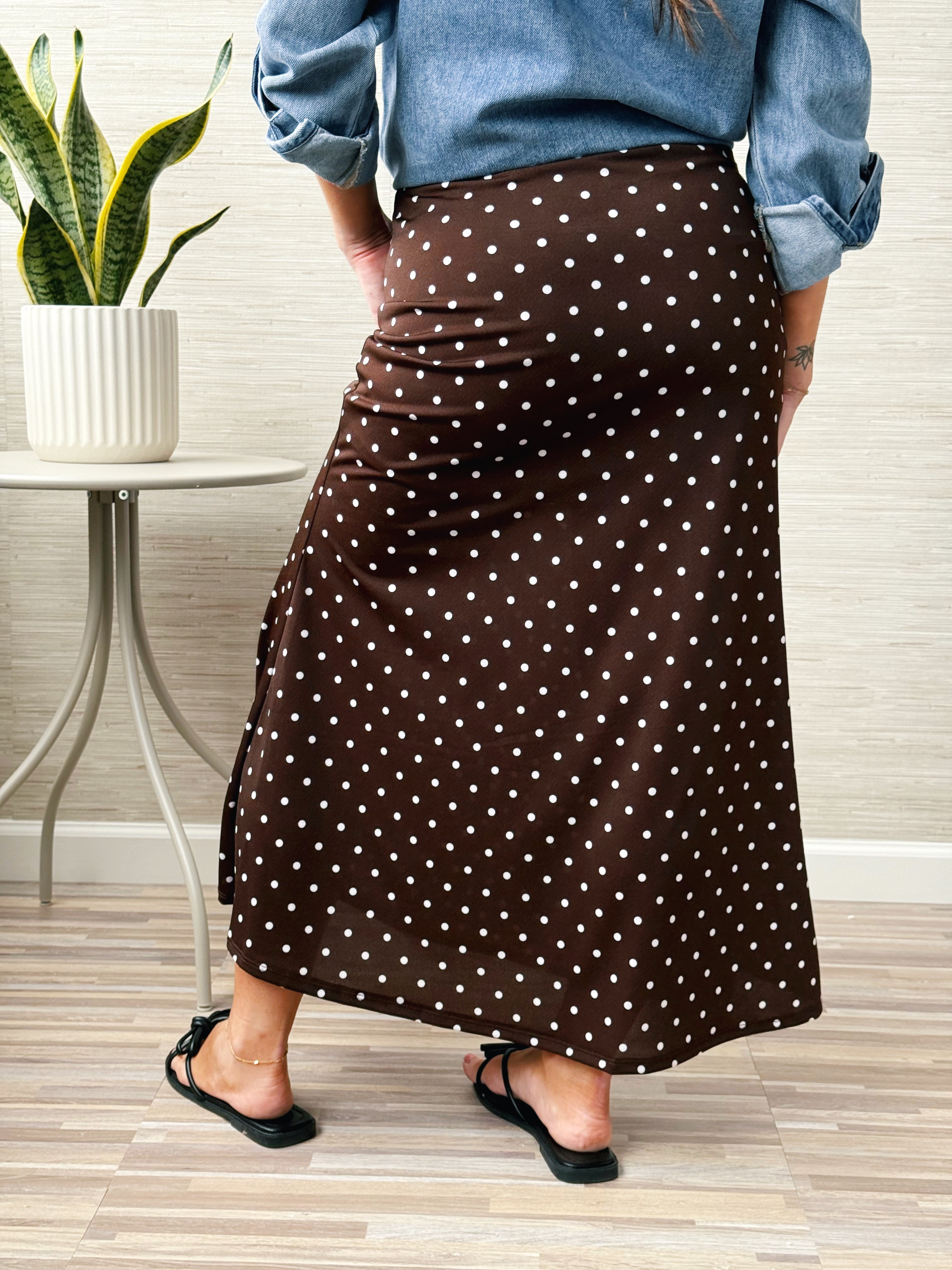 Gwen Skirt - BROWN/IVORY - willows clothing long skirt
