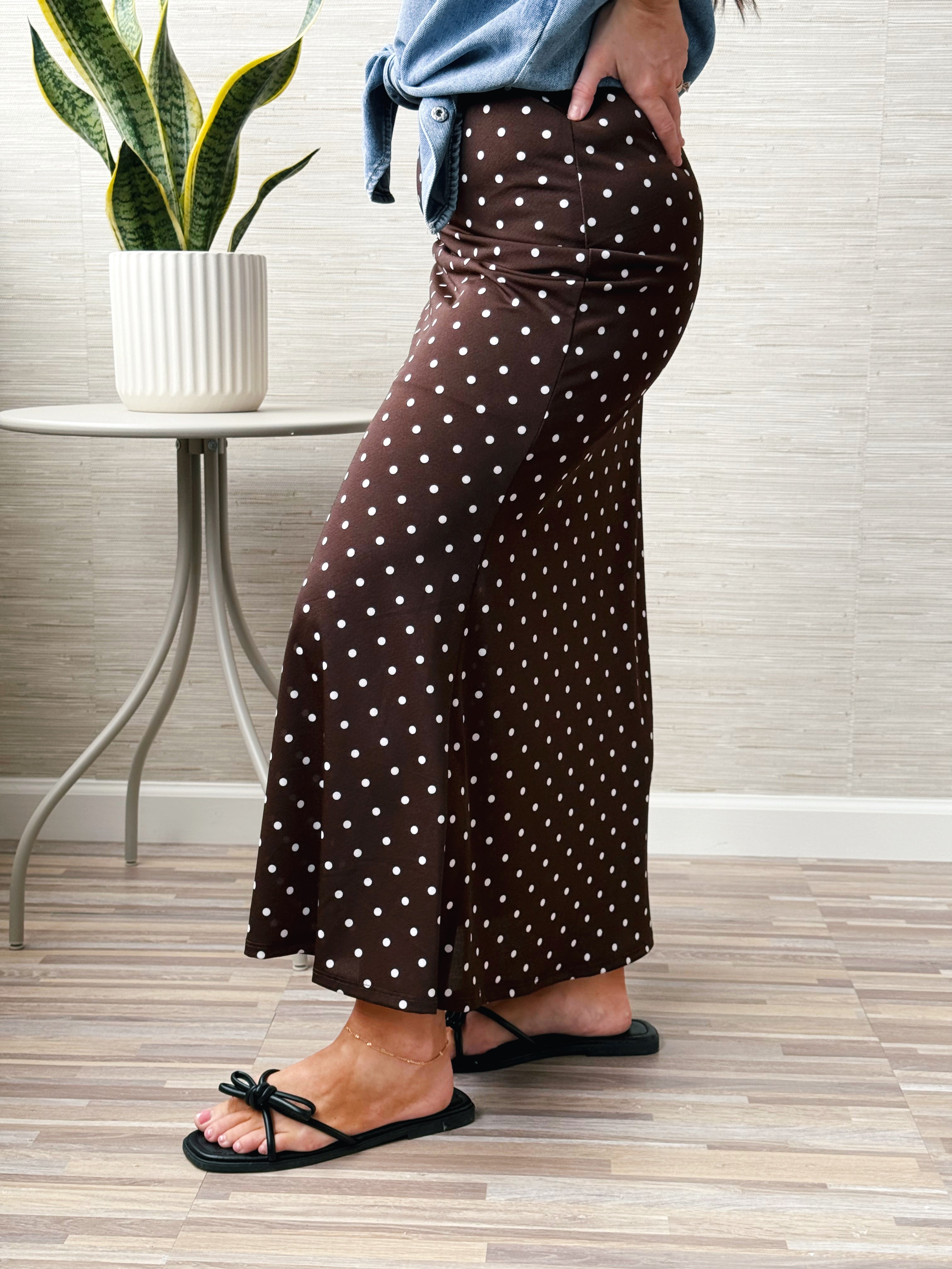 Gwen Skirt - BROWN/IVORY - willows clothing long skirt