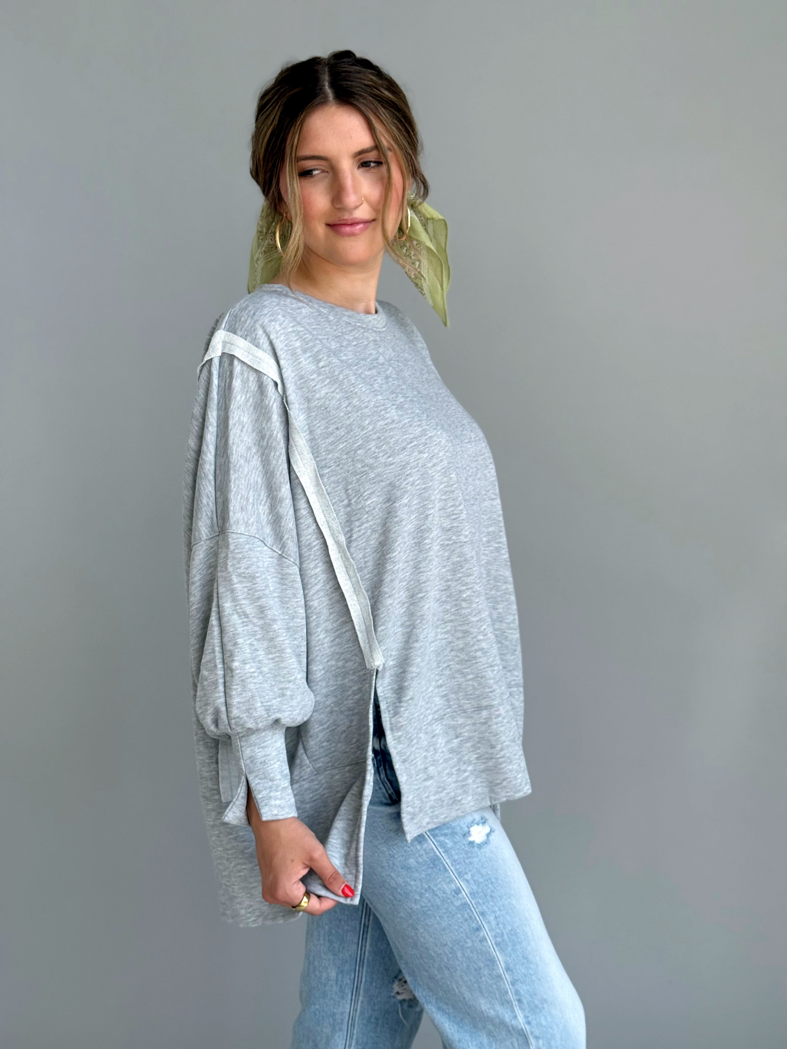 Haley Sweatshirt - HEATHER GREY - willows clothing SWEATSHIRT