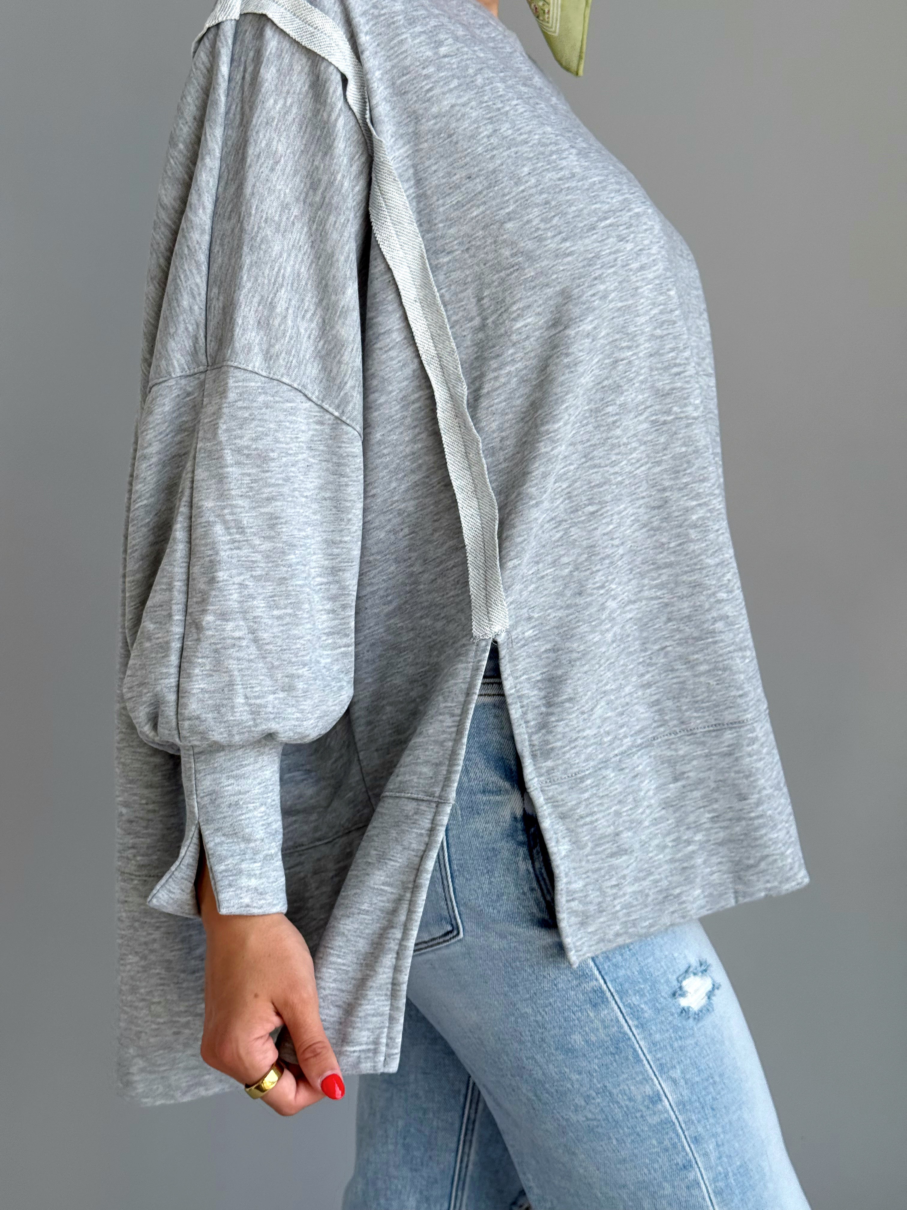 Haley Sweatshirt - HEATHER GREY - willows clothing SWEATSHIRT