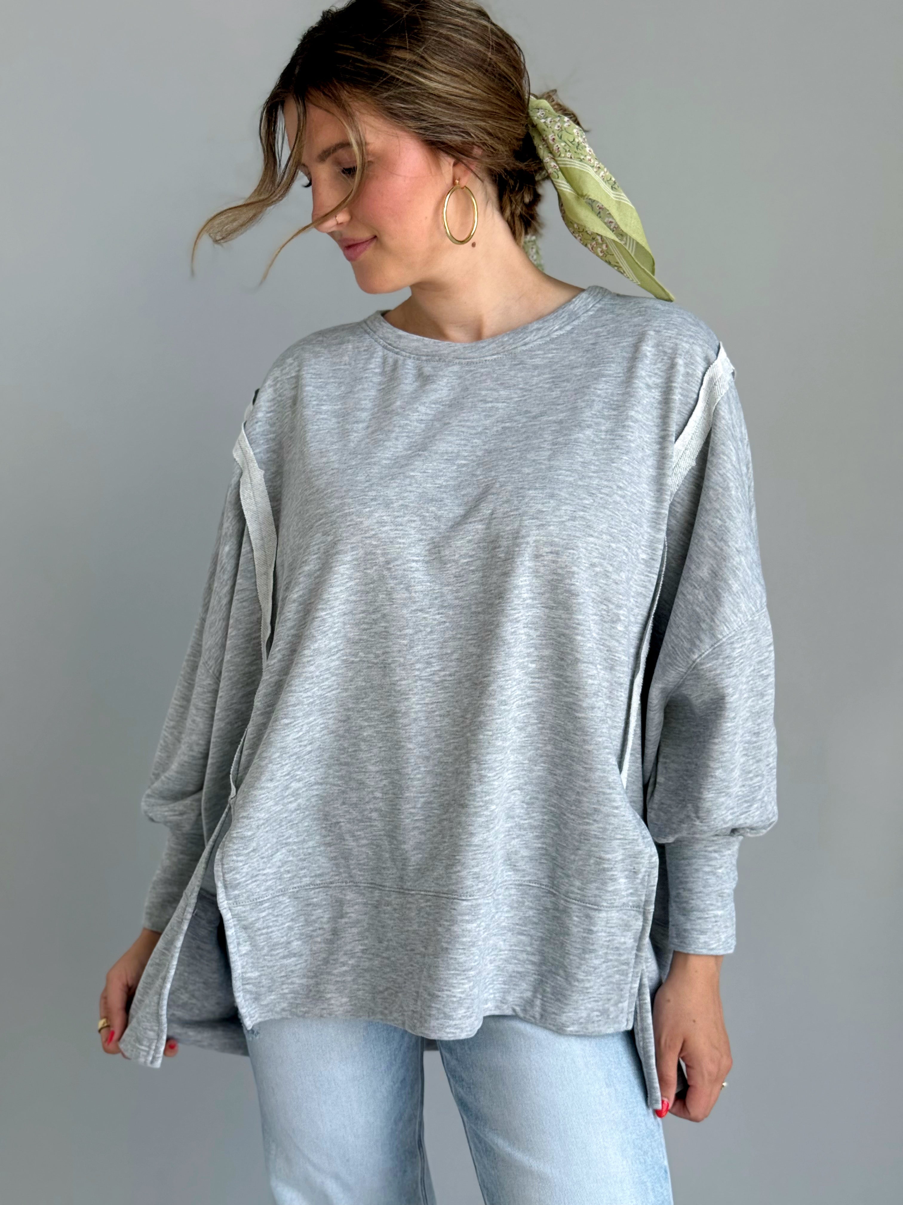 Haley Sweatshirt - HEATHER GREY - willows clothing SWEATSHIRT