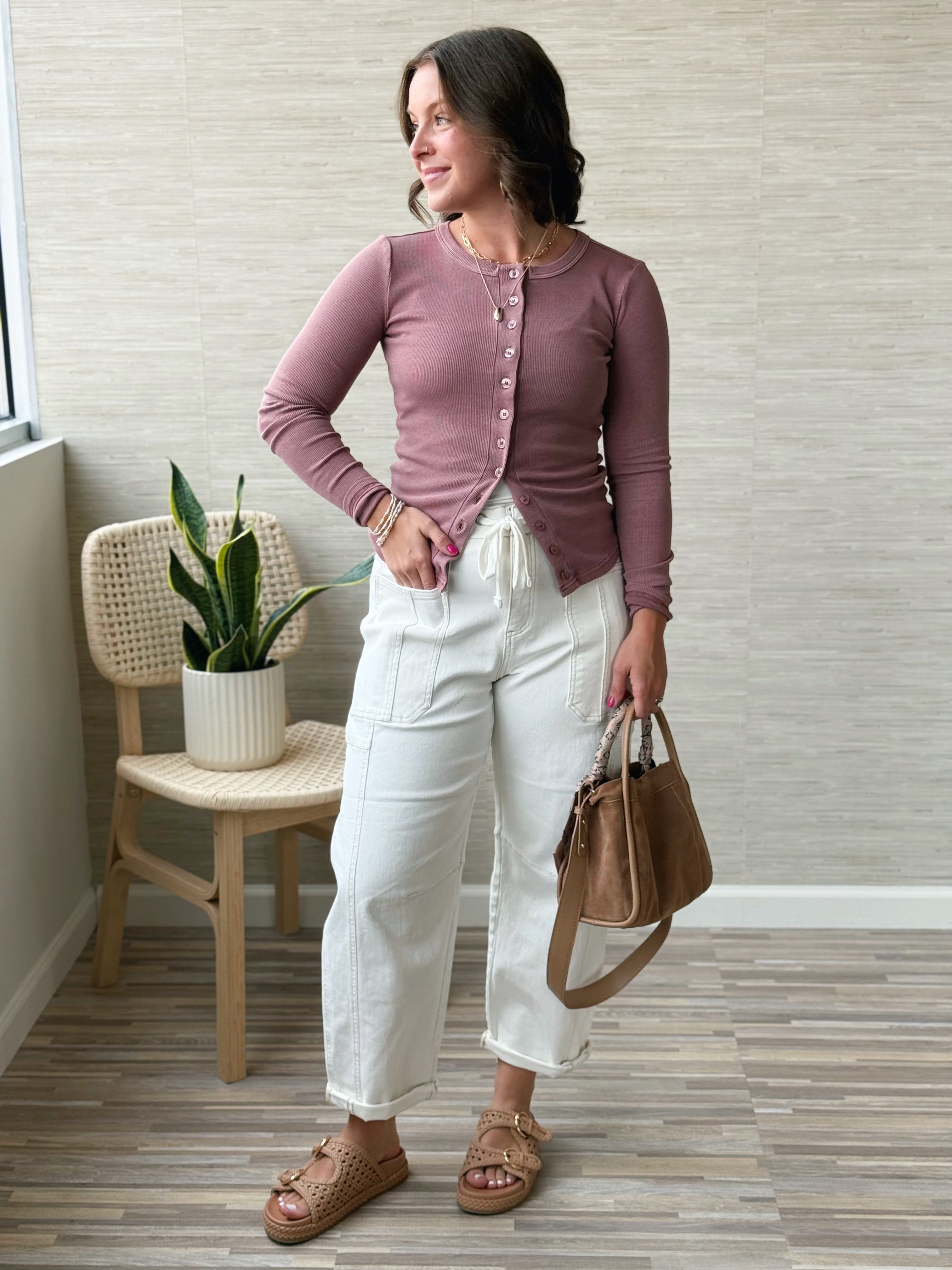 Harvest Market Long Sleeve - MAUVE - willows clothing L/S SHIRT