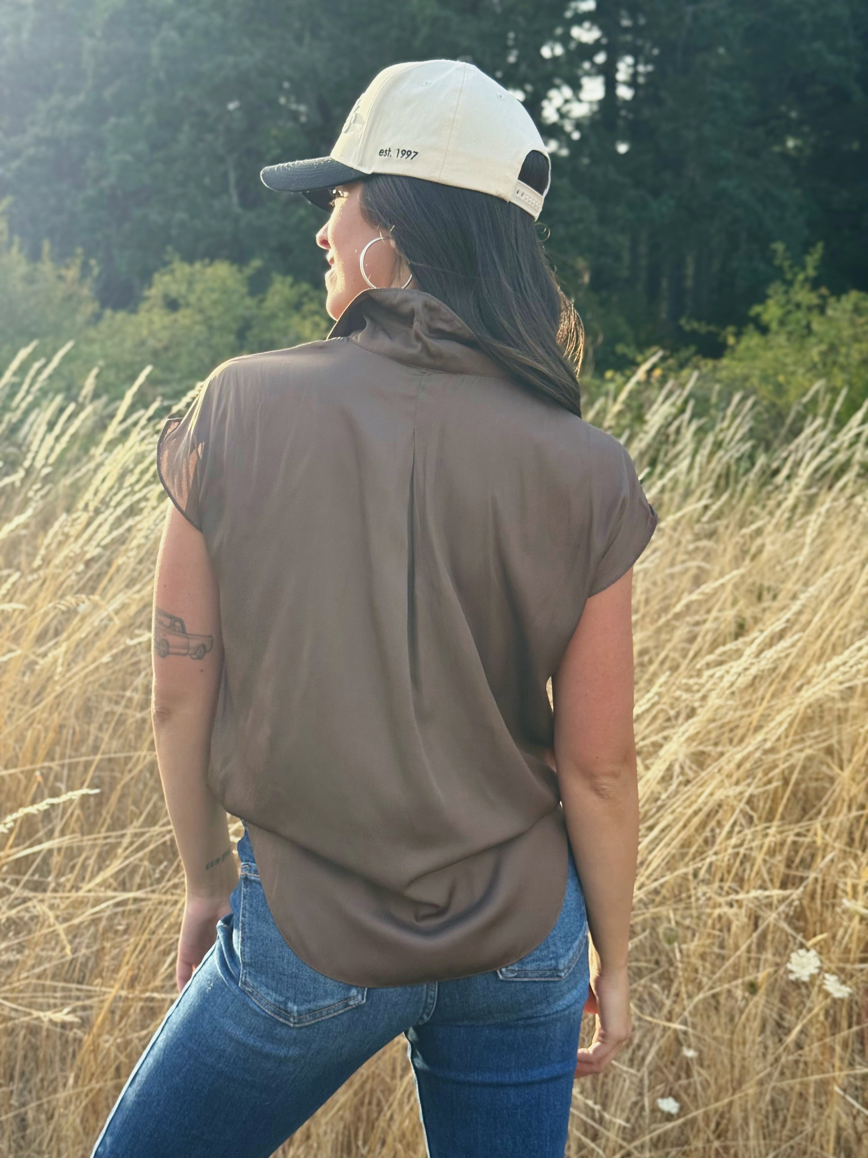 Hazel Blouse - COFFEE - willows clothing BLOUSE