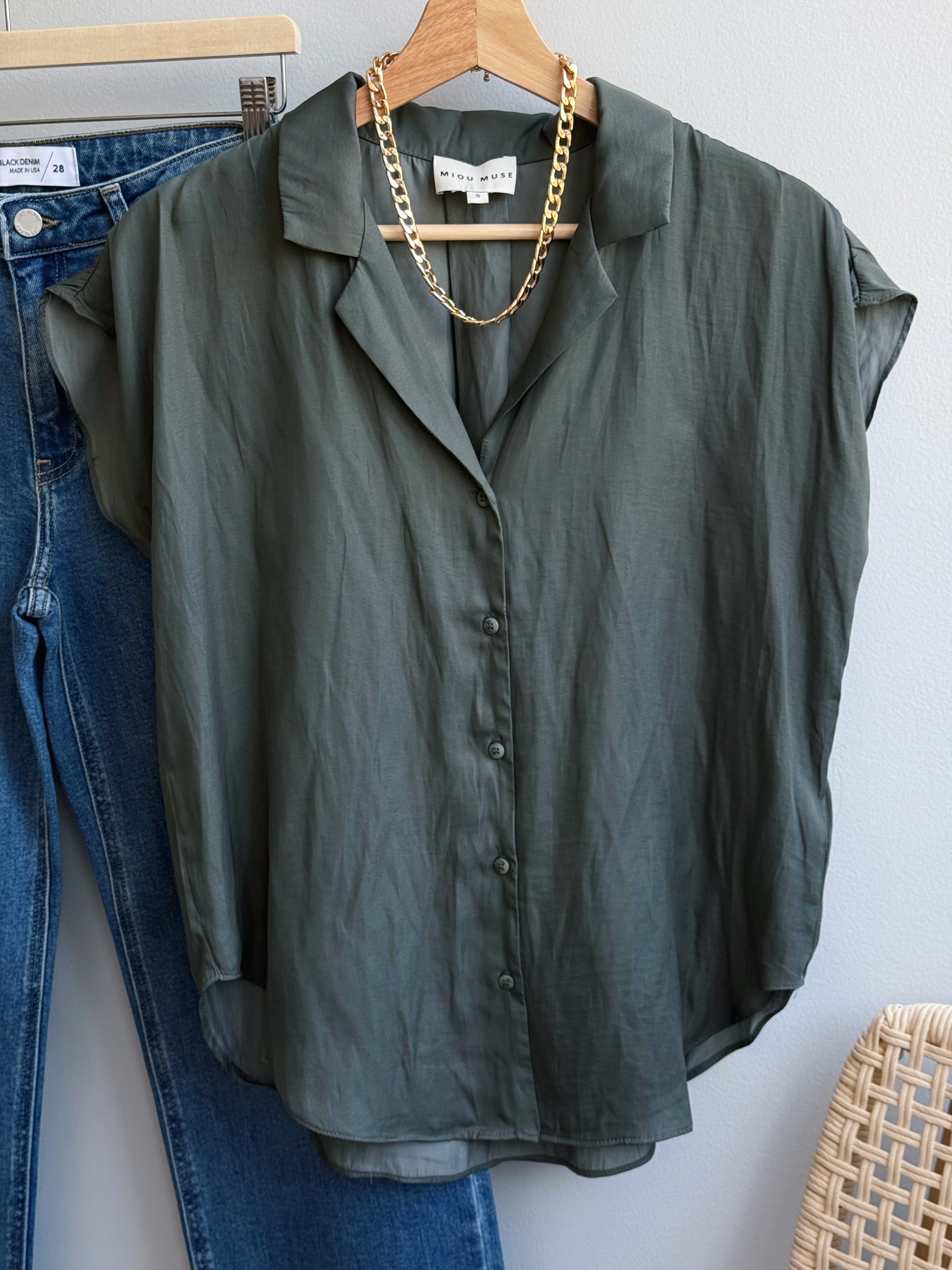 Hazel Blouse - DEEP GREEN - willows clothing BLOUSE