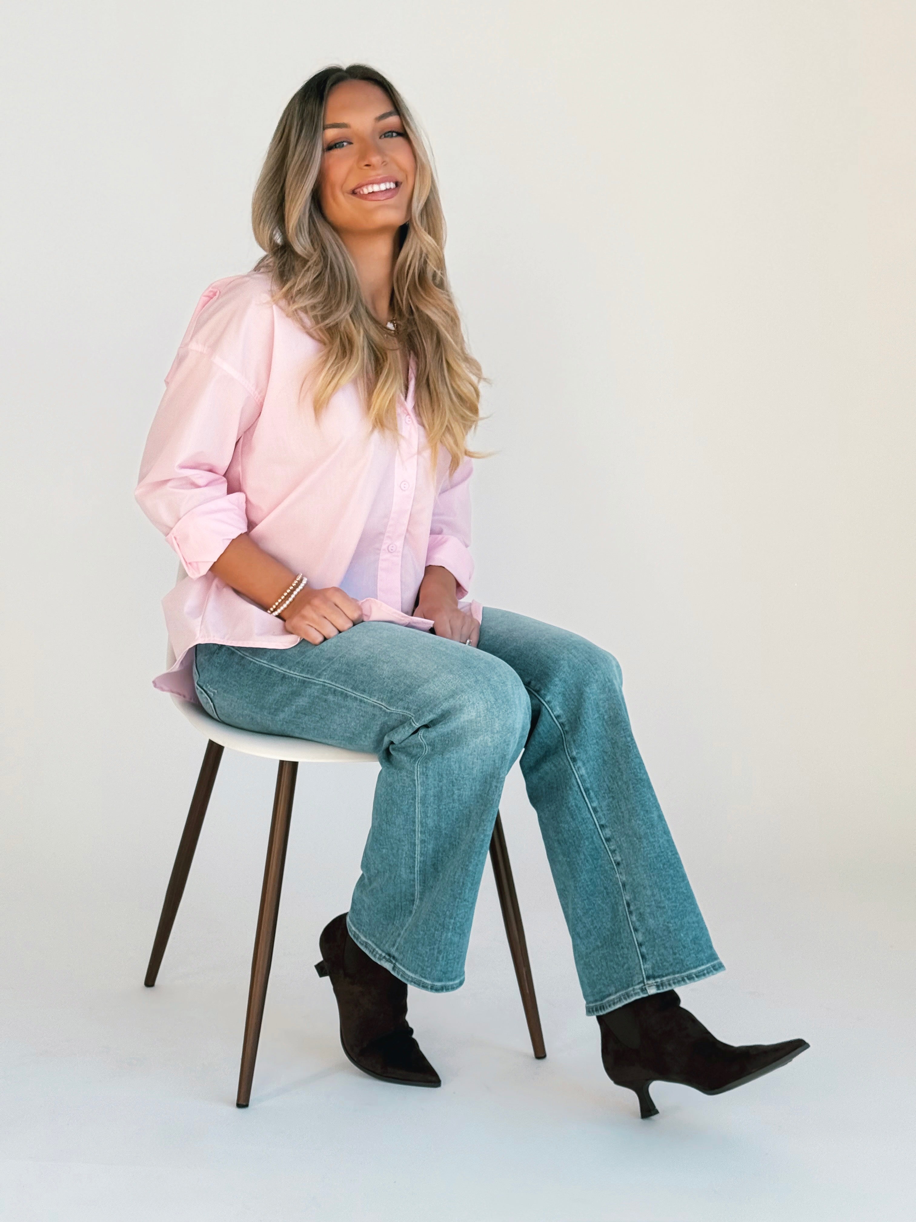 Head Over Heels Blouse - BABY PINK - willows clothing L/S SHIRT