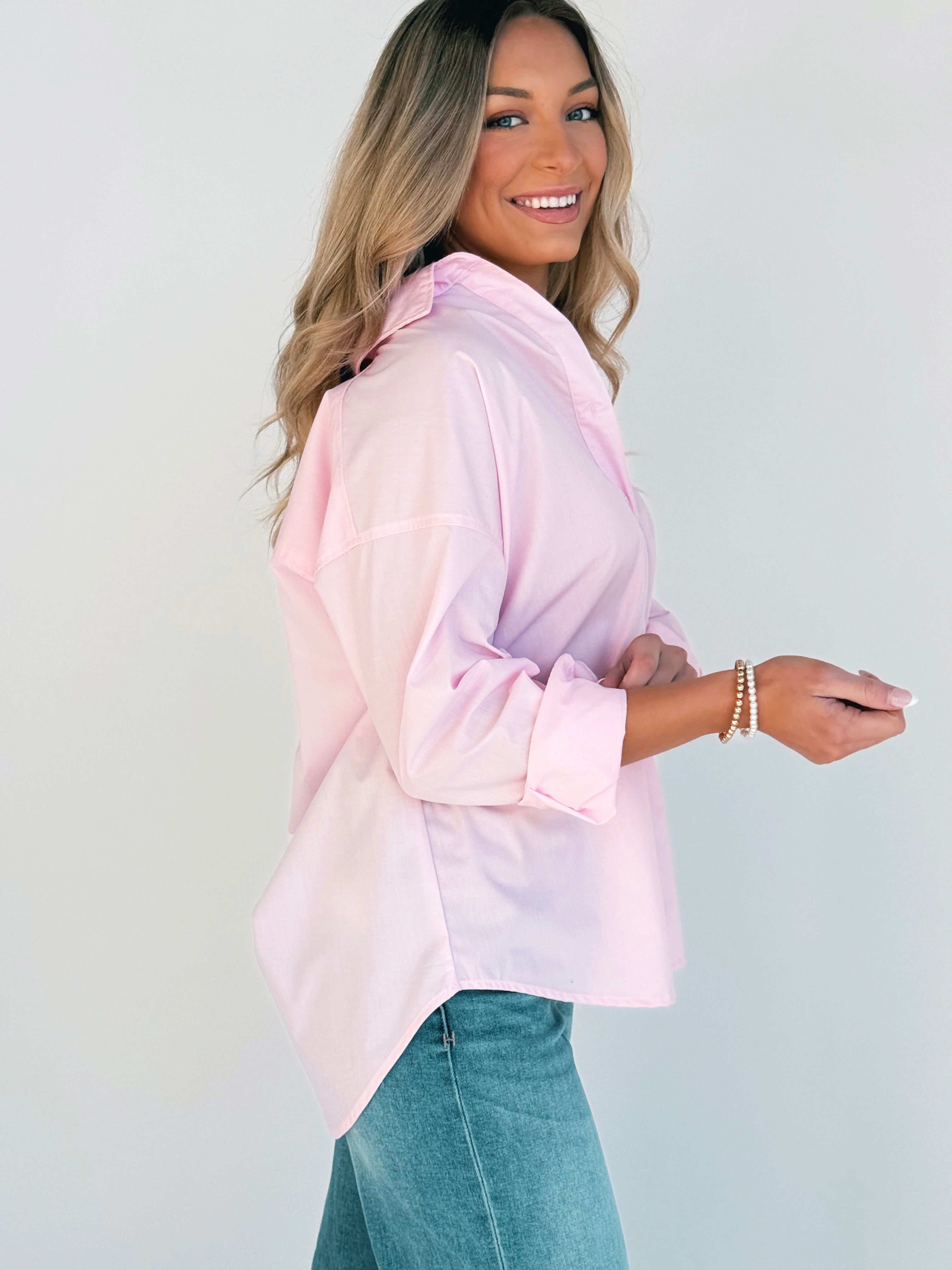 Head Over Heels Blouse - BABY PINK - willows clothing L/S SHIRT