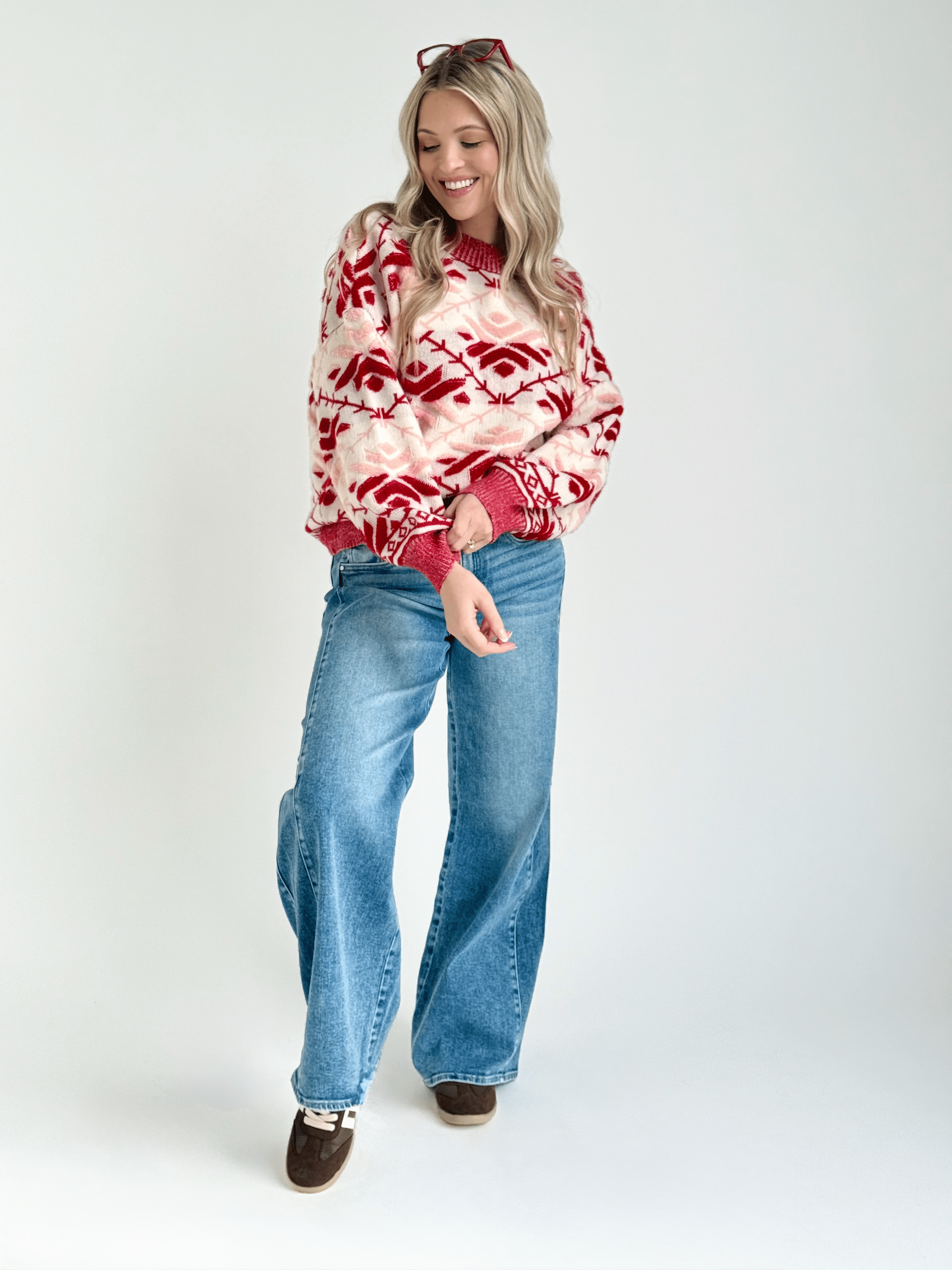 Heartfelt Sweater - RED/BLUSH - willows clothing SWEATER